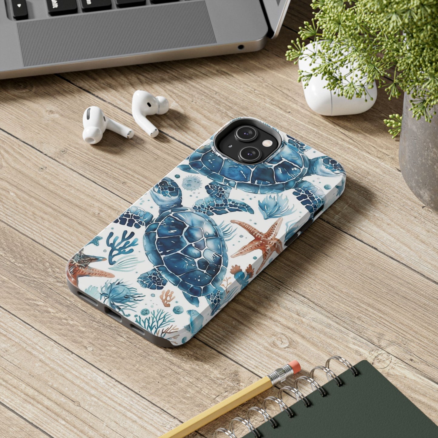 Sea Turtle Tough Phone Case — Blue Ocean Marine Life Protective Cover