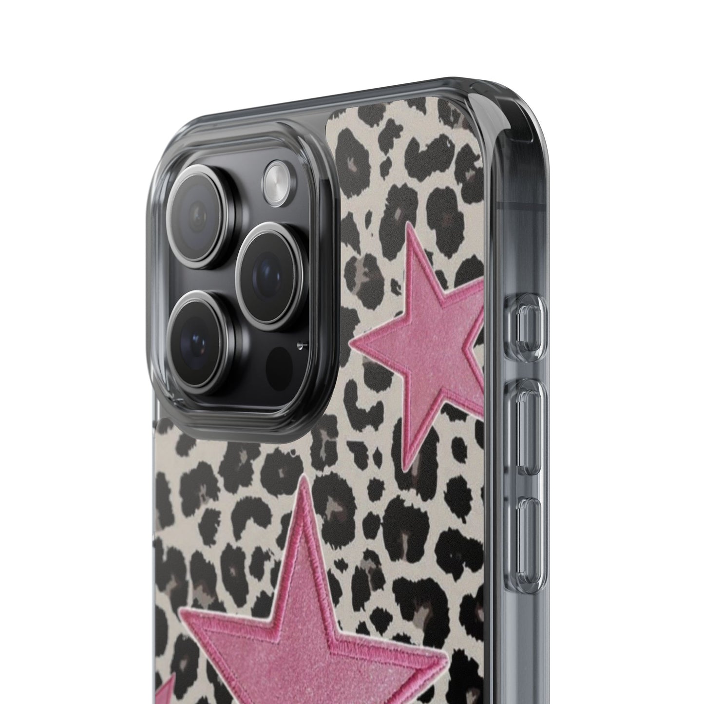 Pink Star Leopard Clear Impact Phone Case
