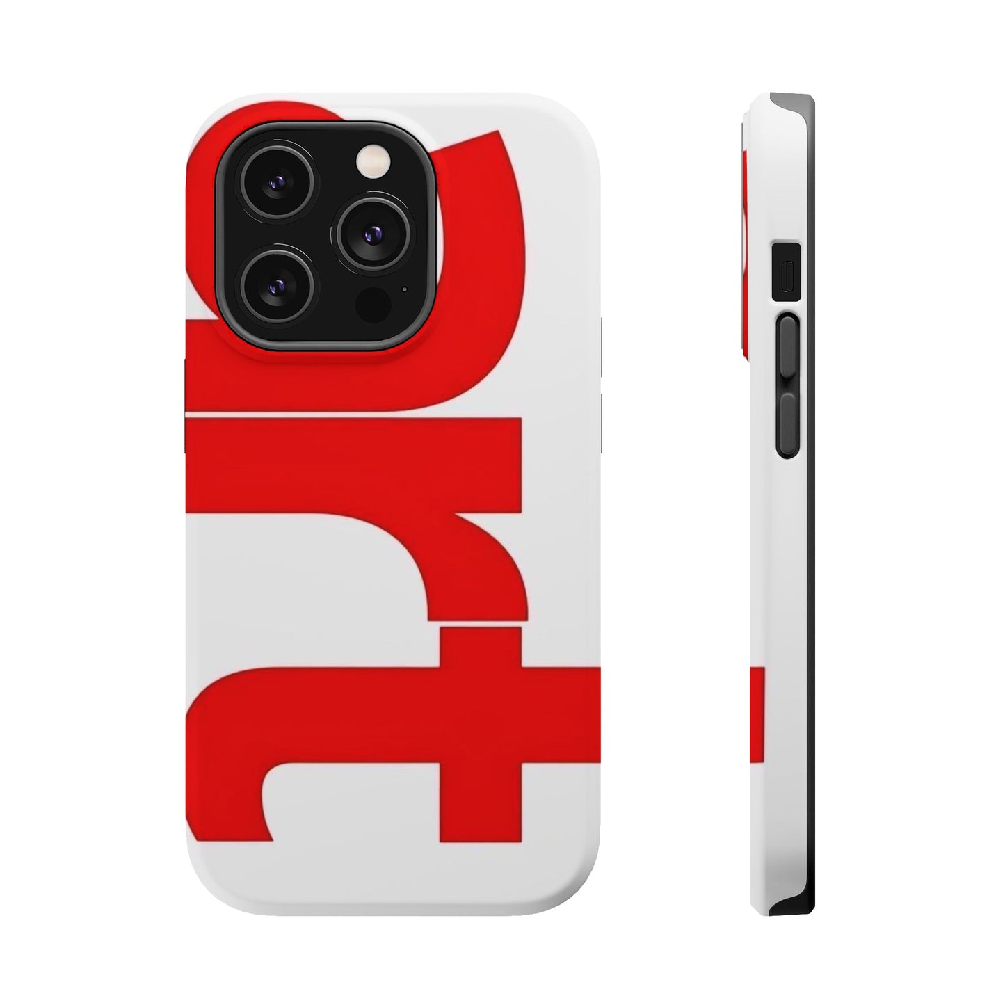 Magnetic Impact-Resistant Phone Case — Bold Red Typographic Design