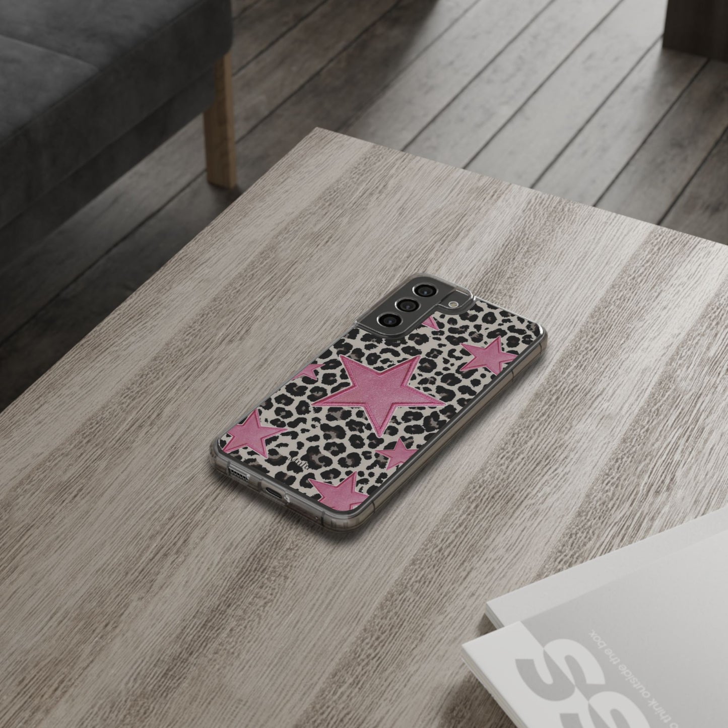 Pink Star Leopard Clear Impact Phone Case