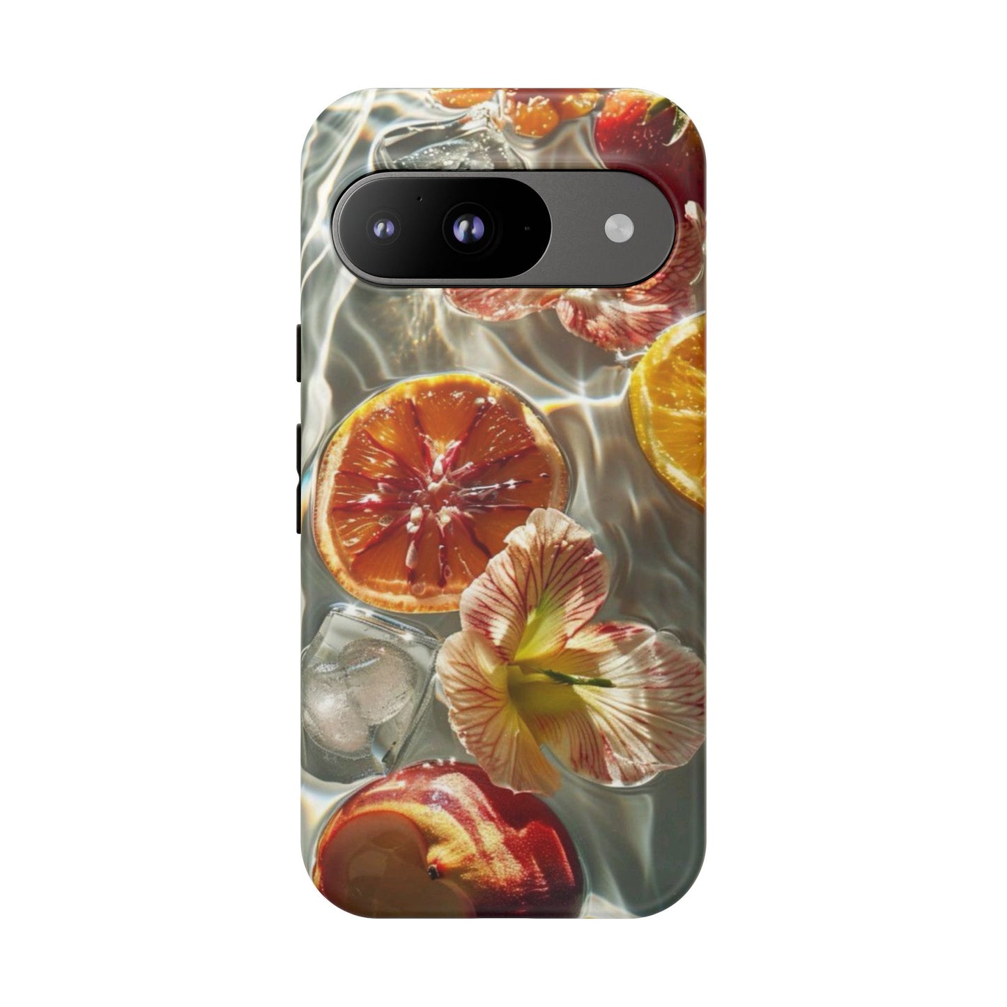 Citrus & Hibiscus Protective Phone Case – Summer Fruit Water Print Tough Case