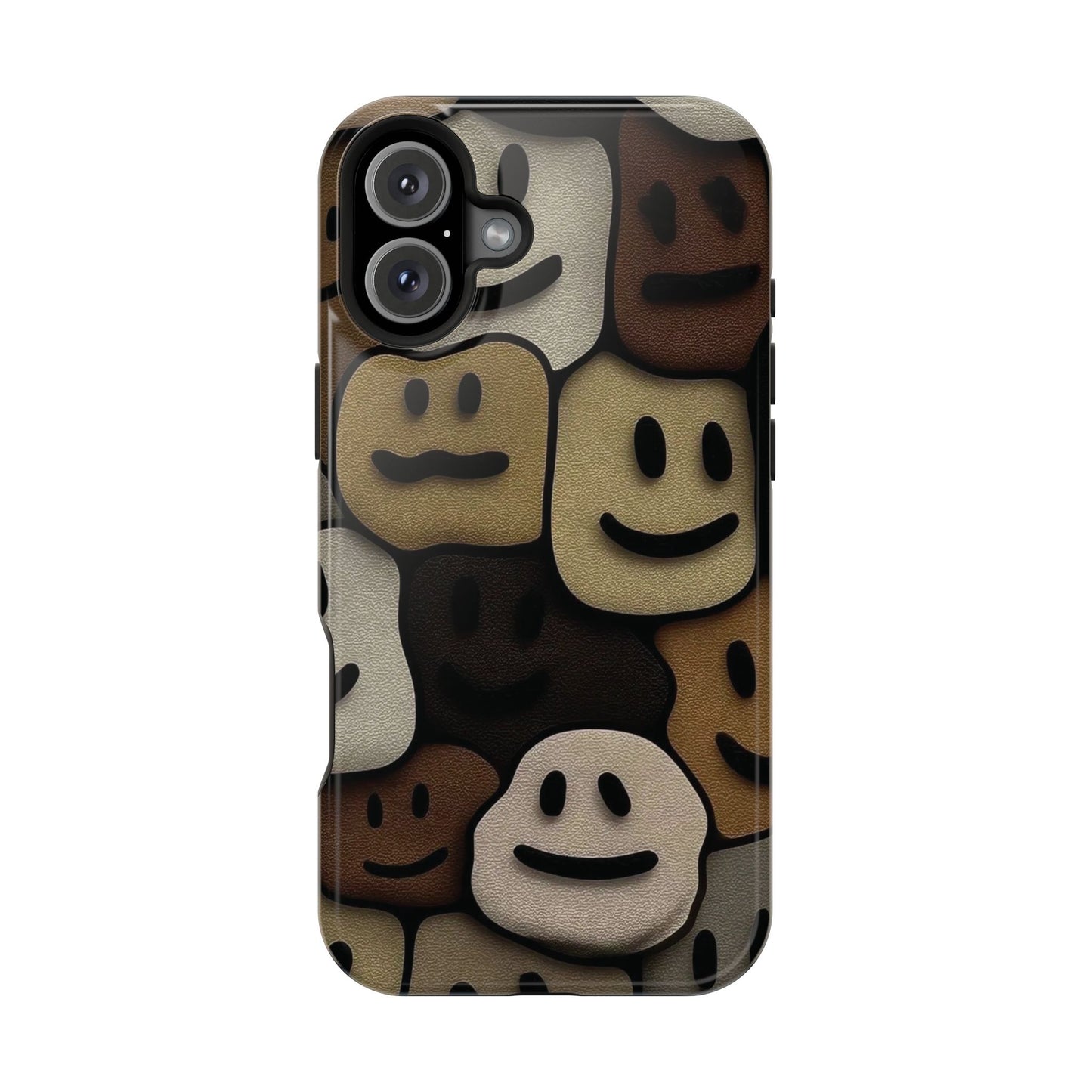 Magnetic Impact-Resistant Case — Brown Smiley Tile Phone Cover