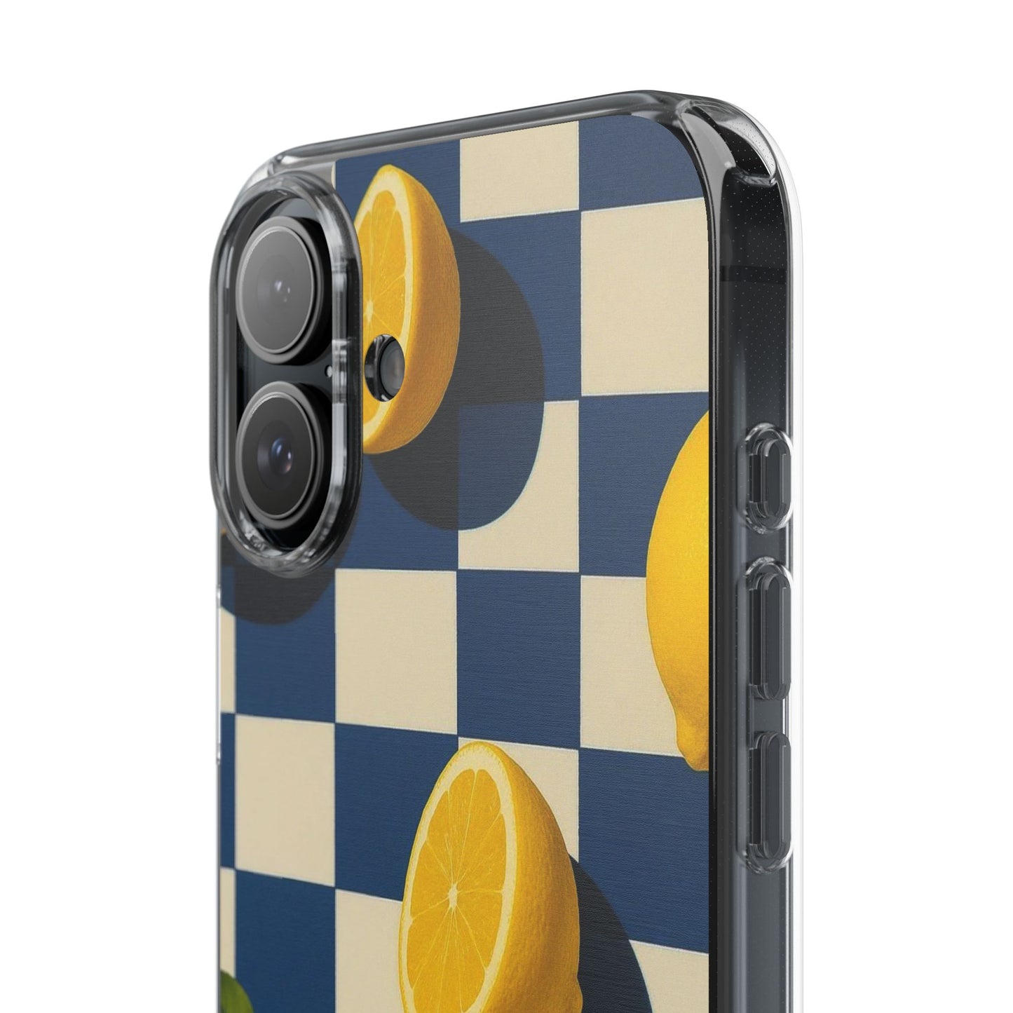 Clear Impact-Resistant Case — Retro Checkered Lemons Phone Case