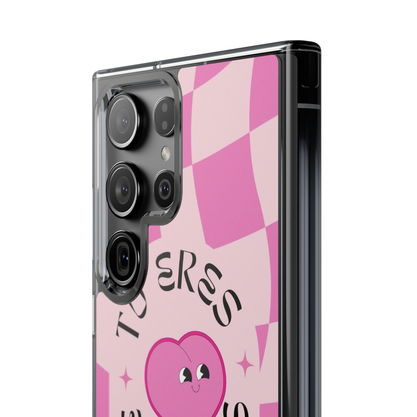 Clear Impact-Resistant Phone Case — Pink Checkerheart “Tu Eres Suficiente” Design