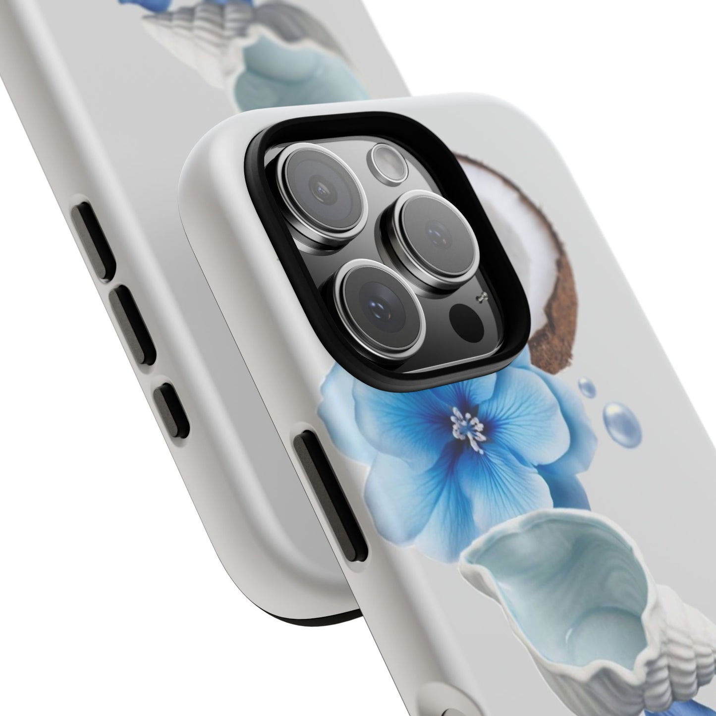 Tropical Blue Floral Phone Case — Coconut, Shell & Starfish Design