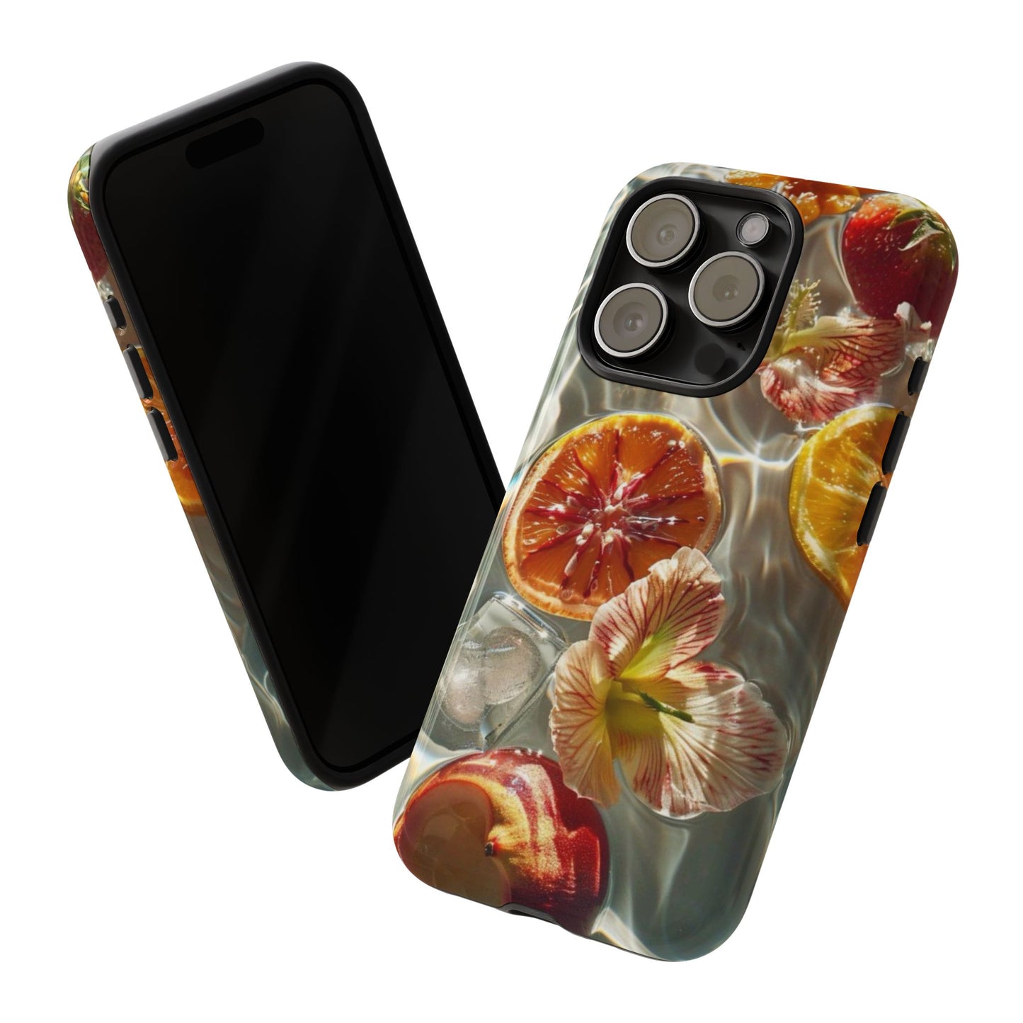 Citrus & Hibiscus Protective Phone Case – Summer Fruit Water Print Tough Case
