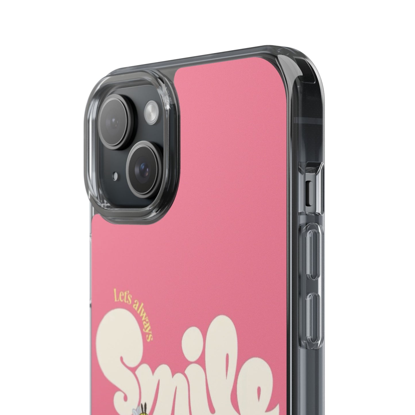 Clear Impact-Resistant Phone Case — Pink 'Smile' Flower Design