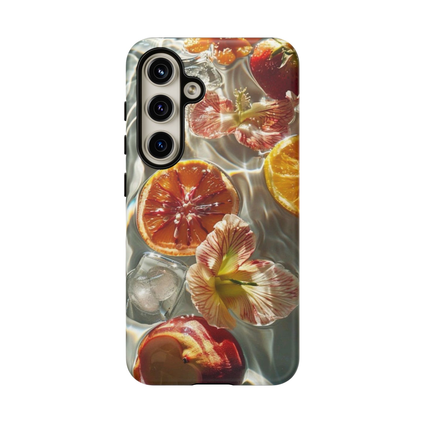 Citrus & Hibiscus Protective Phone Case – Summer Fruit Water Print Tough Case