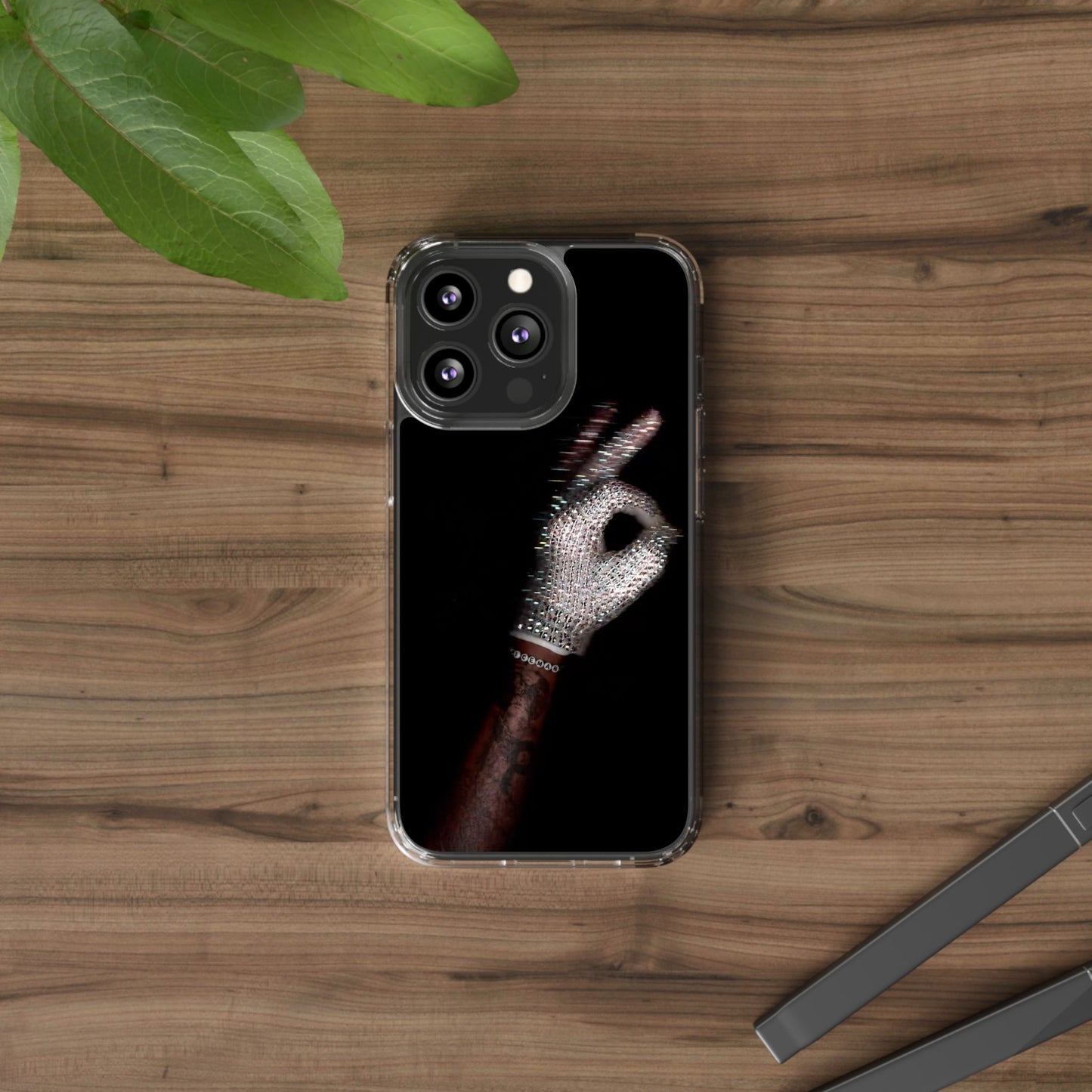Diamond Glove OK Hand Clear Phone Case
