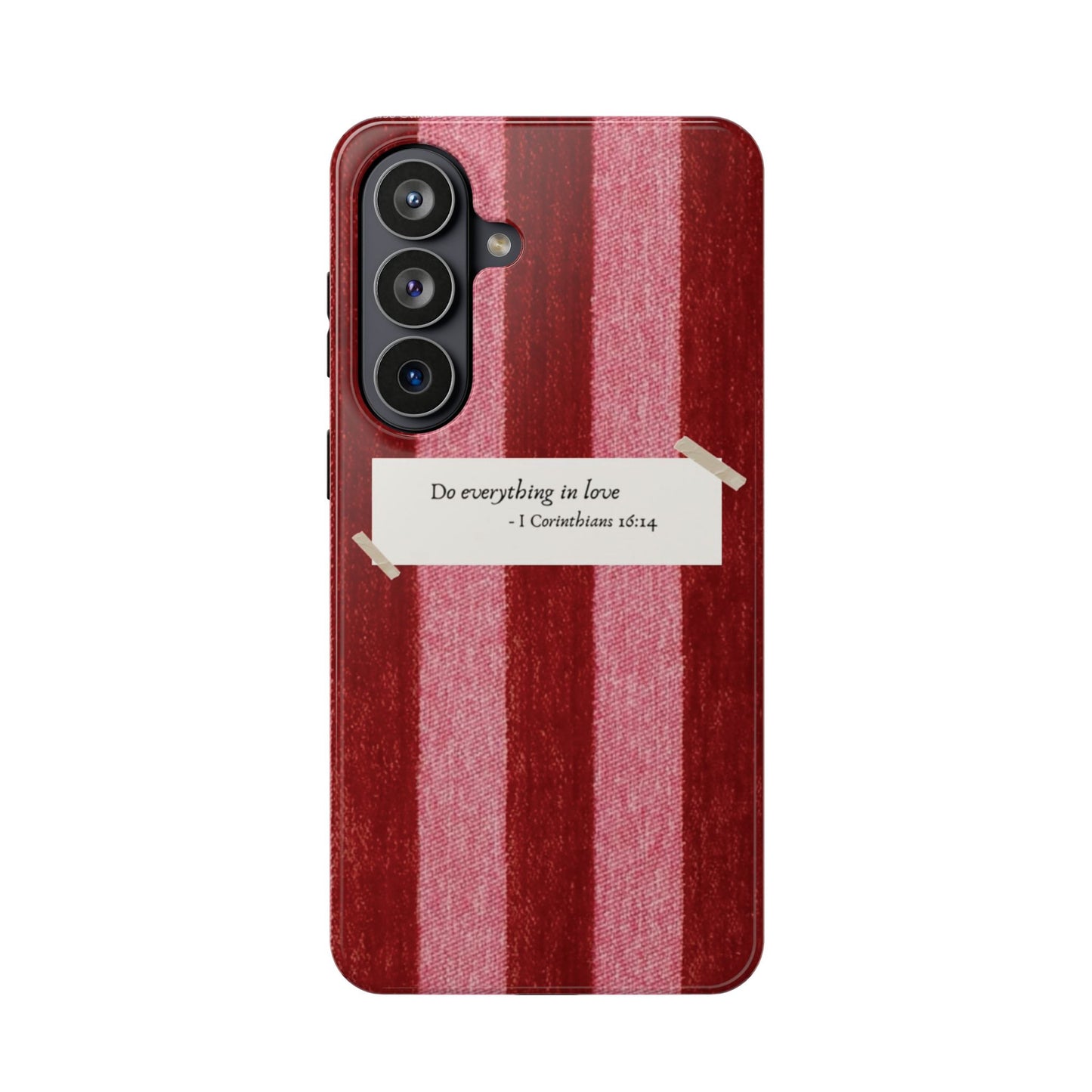 Christian Quote Red Stripe Phone Case — “Do everything in love” Magnetic Impact-Resistant Case