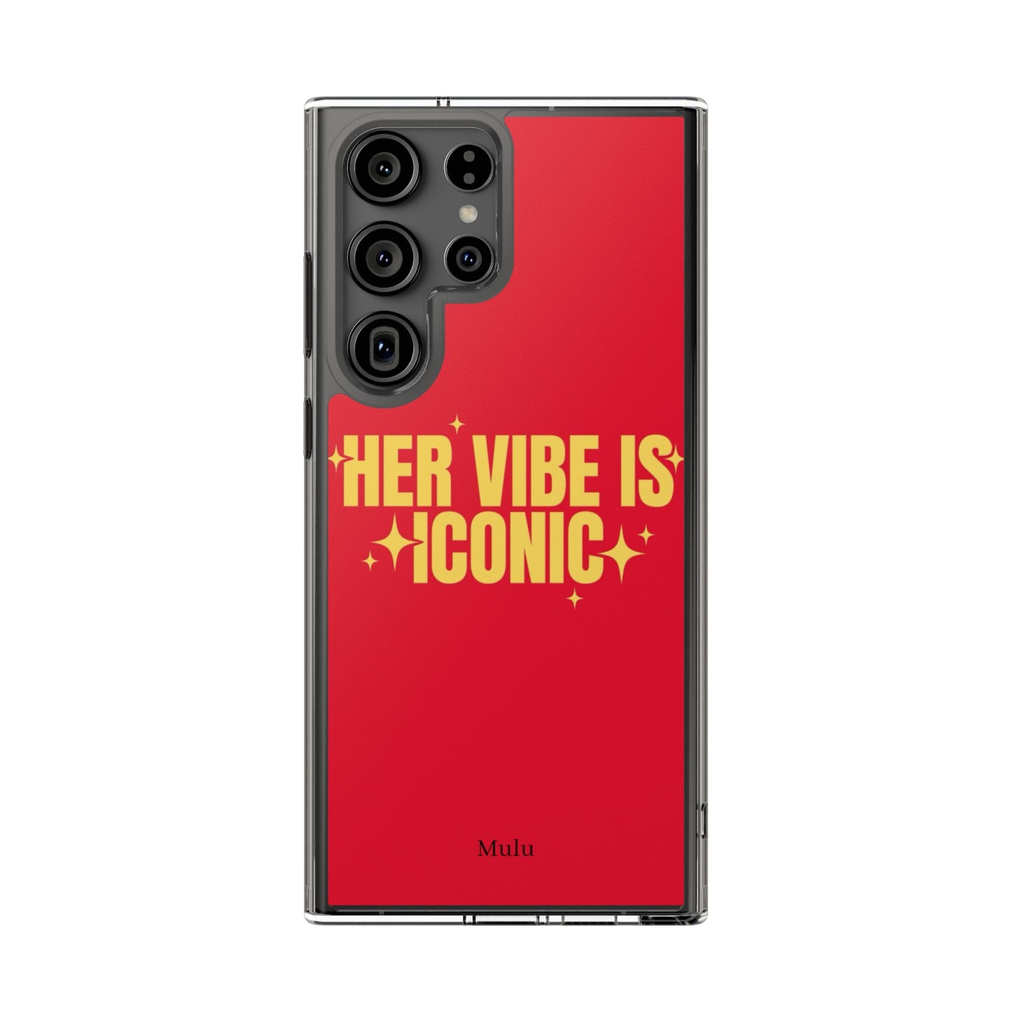 Clear Impact-Resistant Phone Case — "Her Vibe Is Iconic" Red Protective Cover