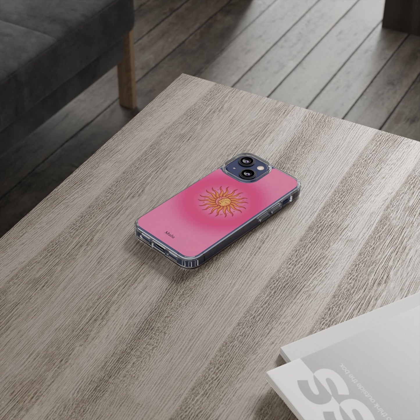 Pink Sun Phone Case — Radiant Sunburst Impact-Resistant Clear Case