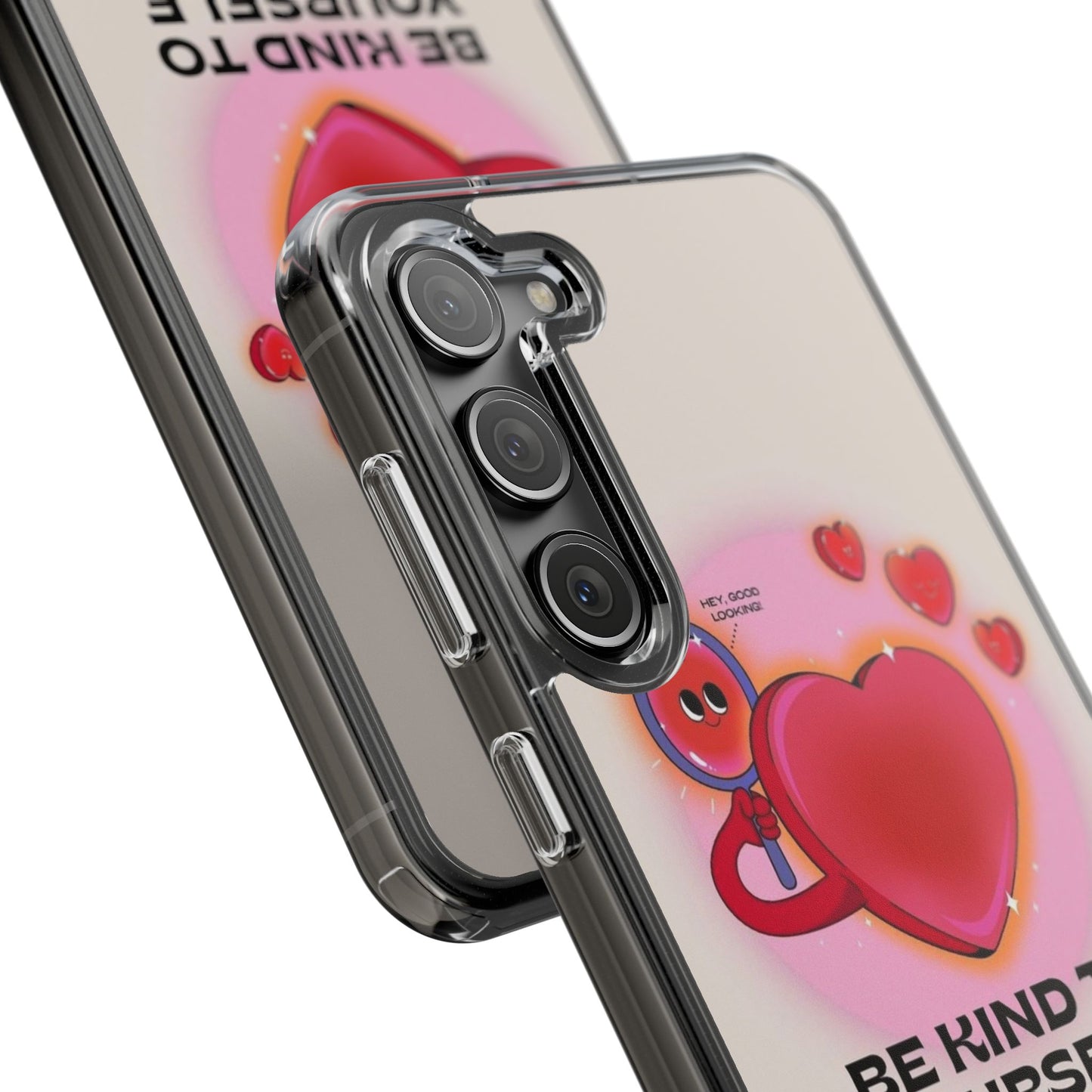 Clear Phone Case — "Be Kind to Yourself" Heart Design