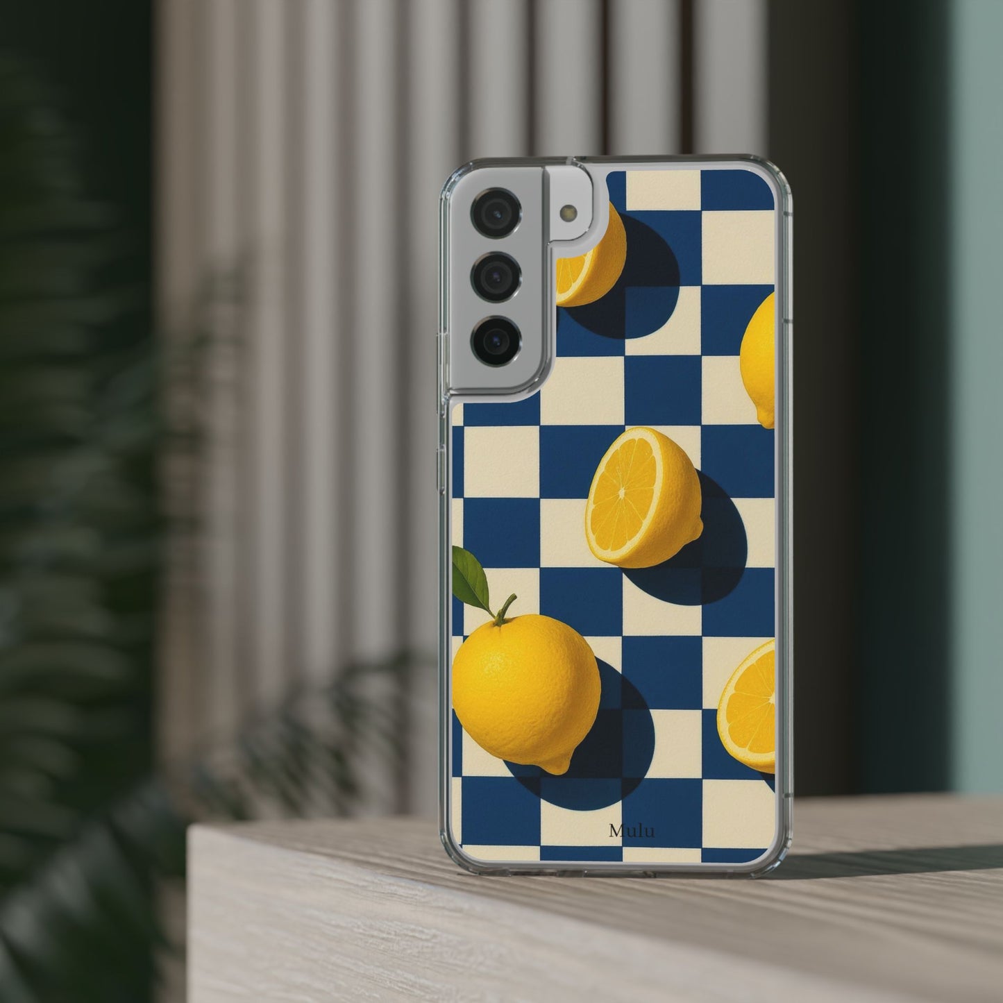 Clear Impact-Resistant Case — Retro Checkered Lemons Phone Case