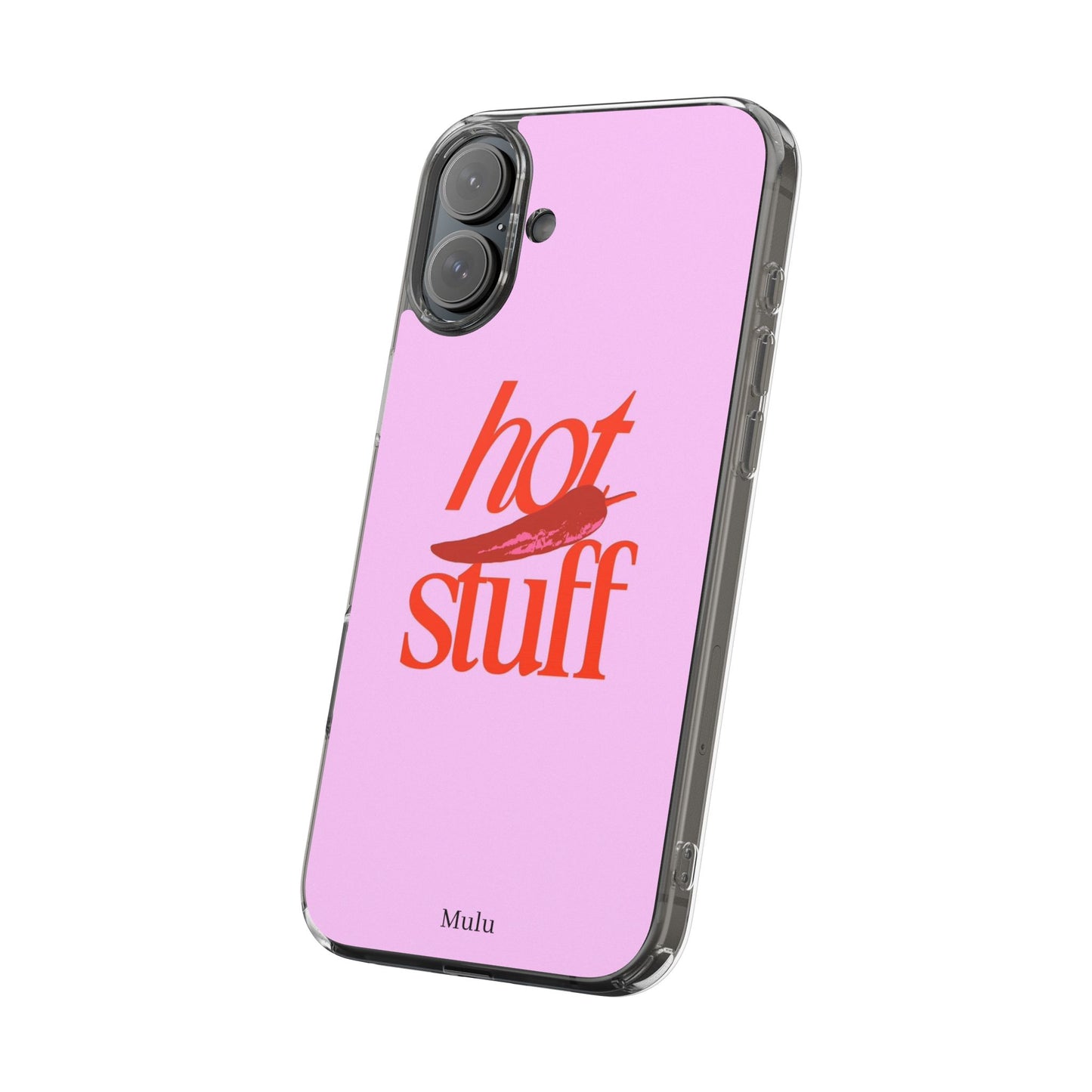 Hot Stuff Clear Impact Phone Case — Pink Retro Typography iPhone Cover