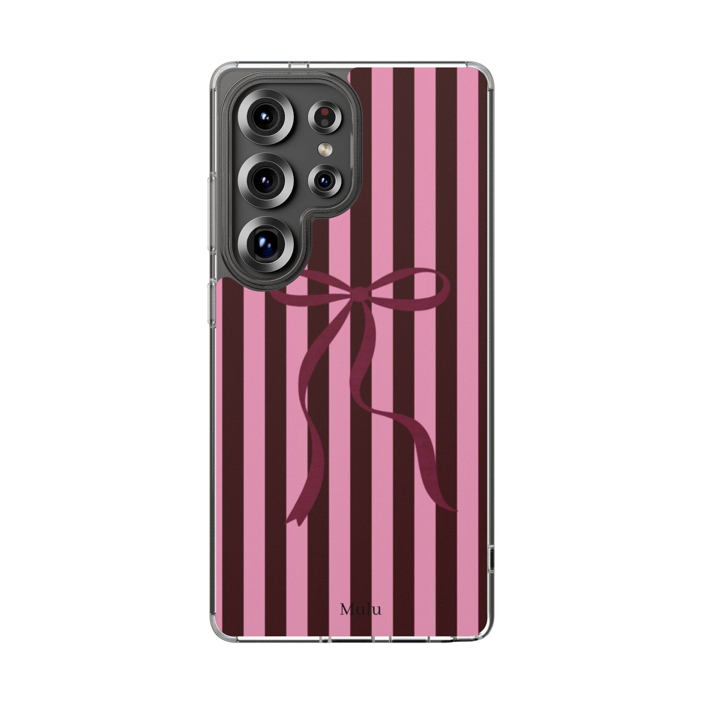 Pink Striped Ribbon Clear Impact-Resistant Phone Case