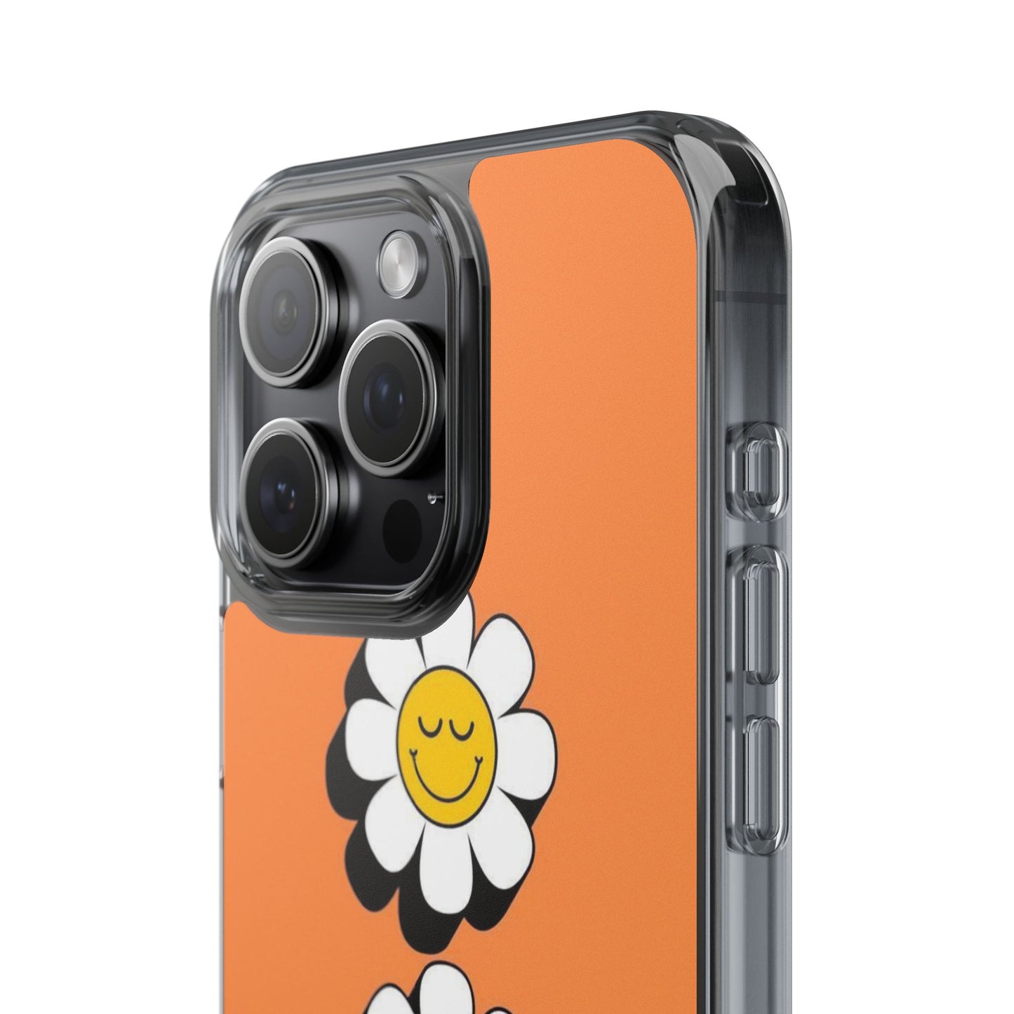 Phone Case — Orange Smiley Daisy Clear Impact‑Resistant Case