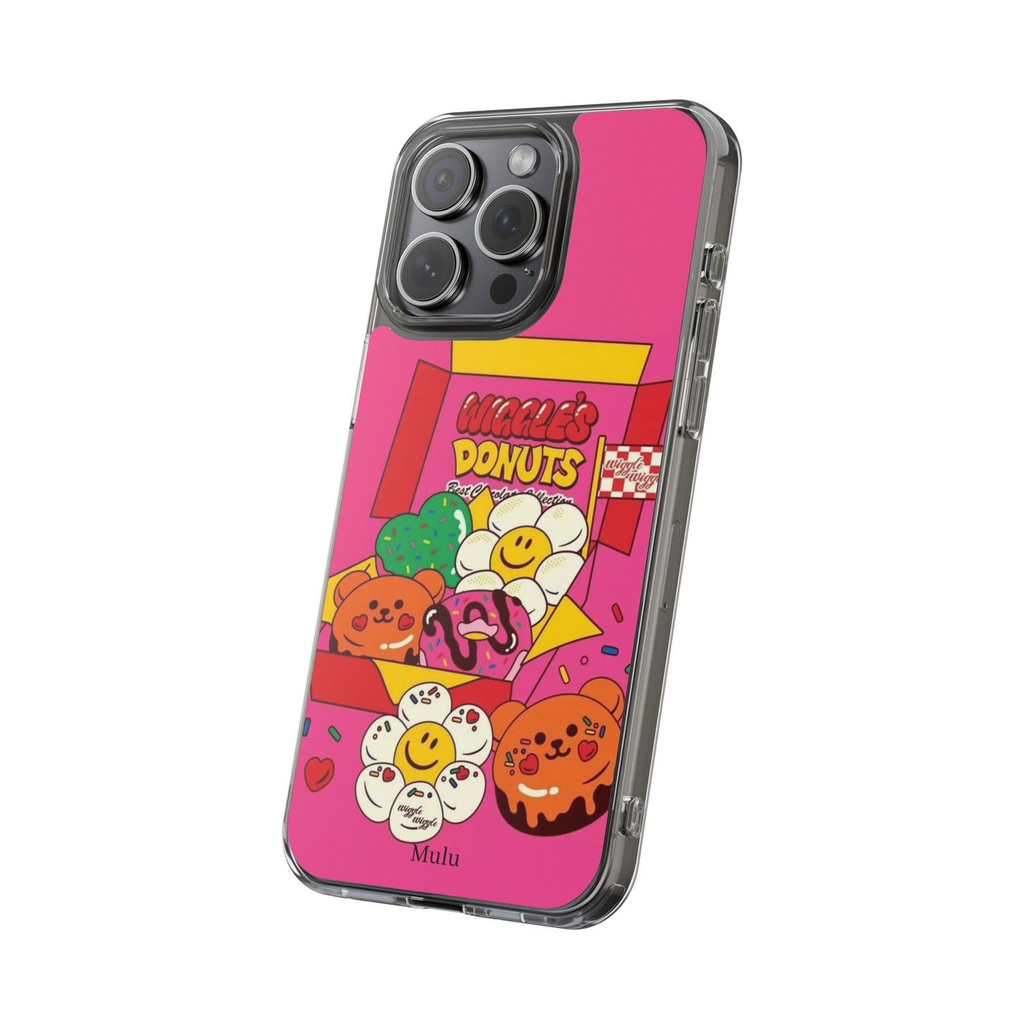 Donut Box Cute Phone Case — Clear Impact‑Resistant iPhone Cover with Smiling Donuts