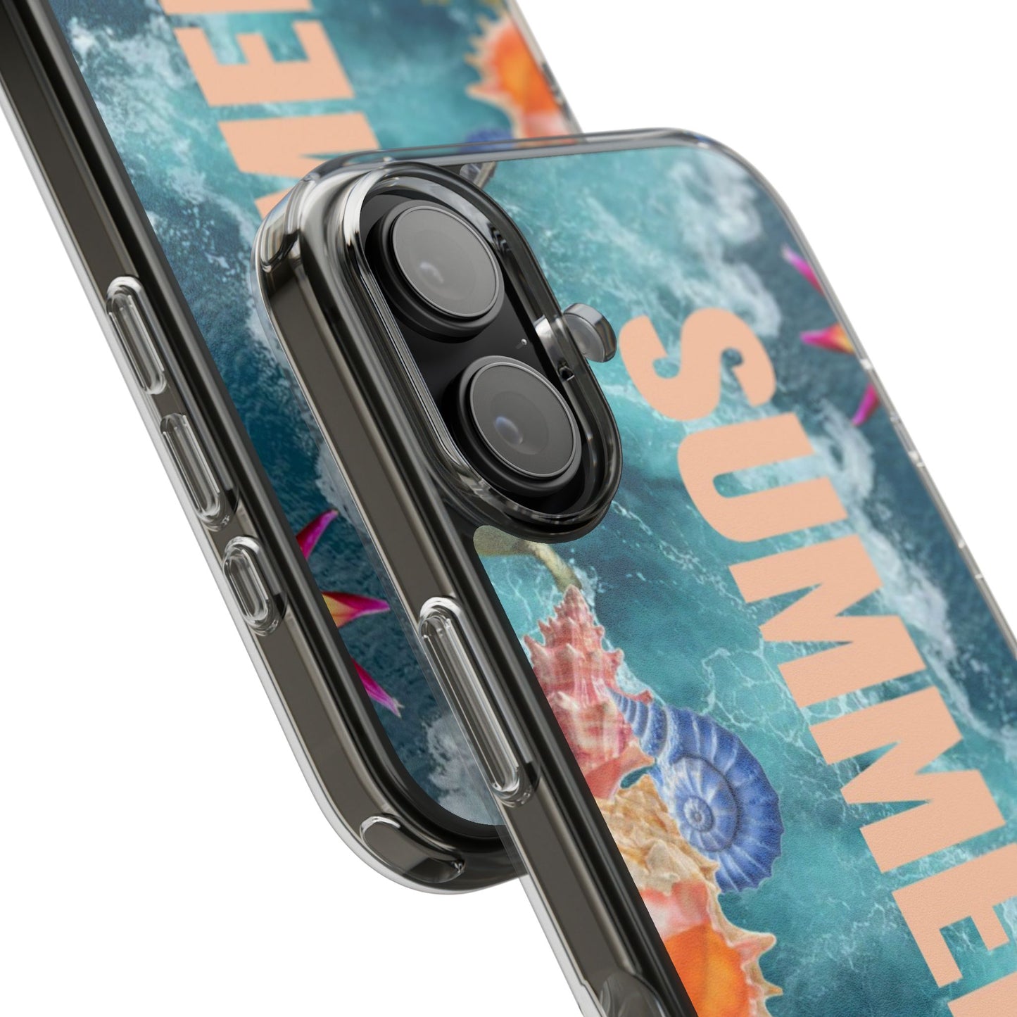 Summer Floral Clear Impact Phone Case — "SUMMER" Tropical Hibiscus Design
