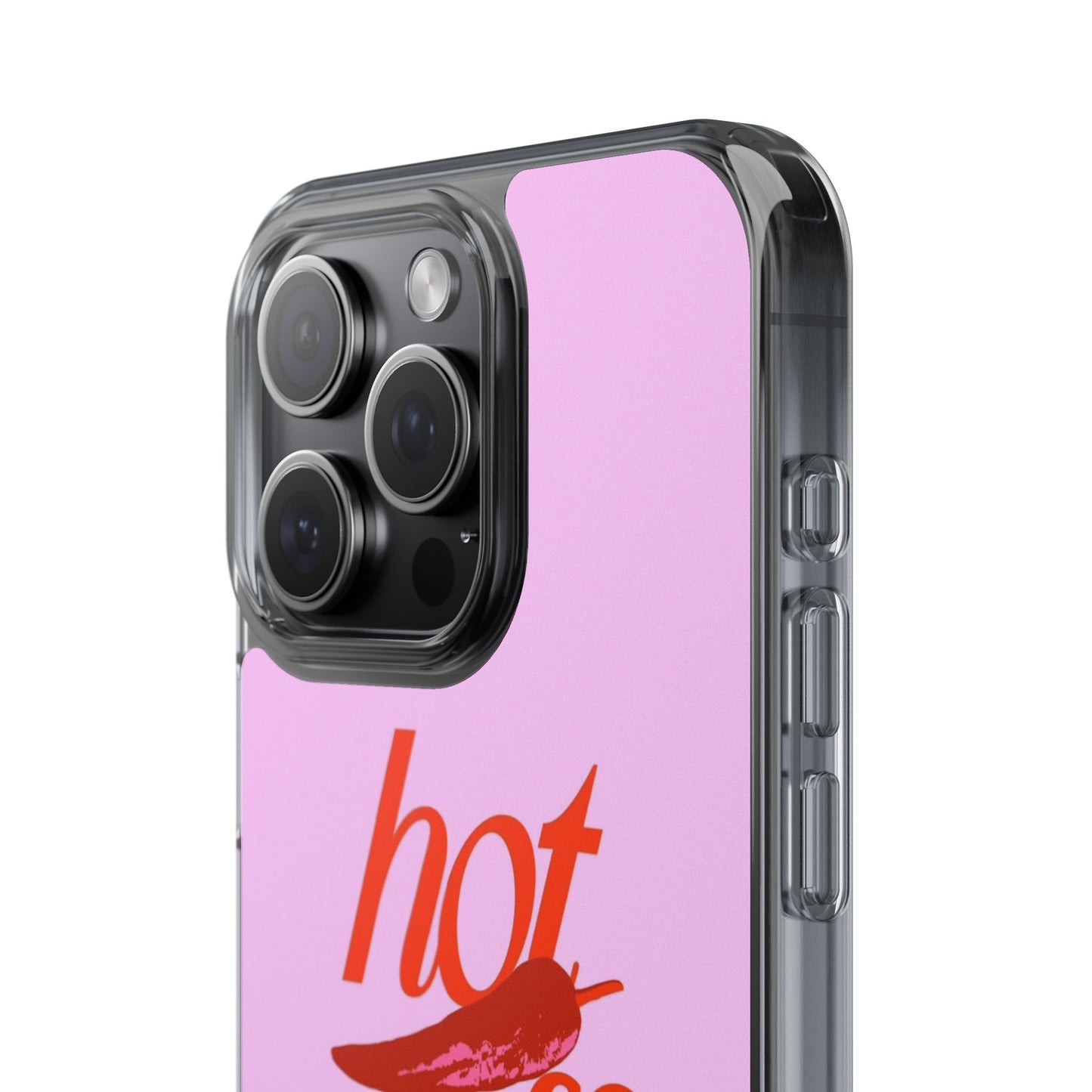 Hot Stuff Clear Impact Phone Case — Pink Retro Typography iPhone Cover