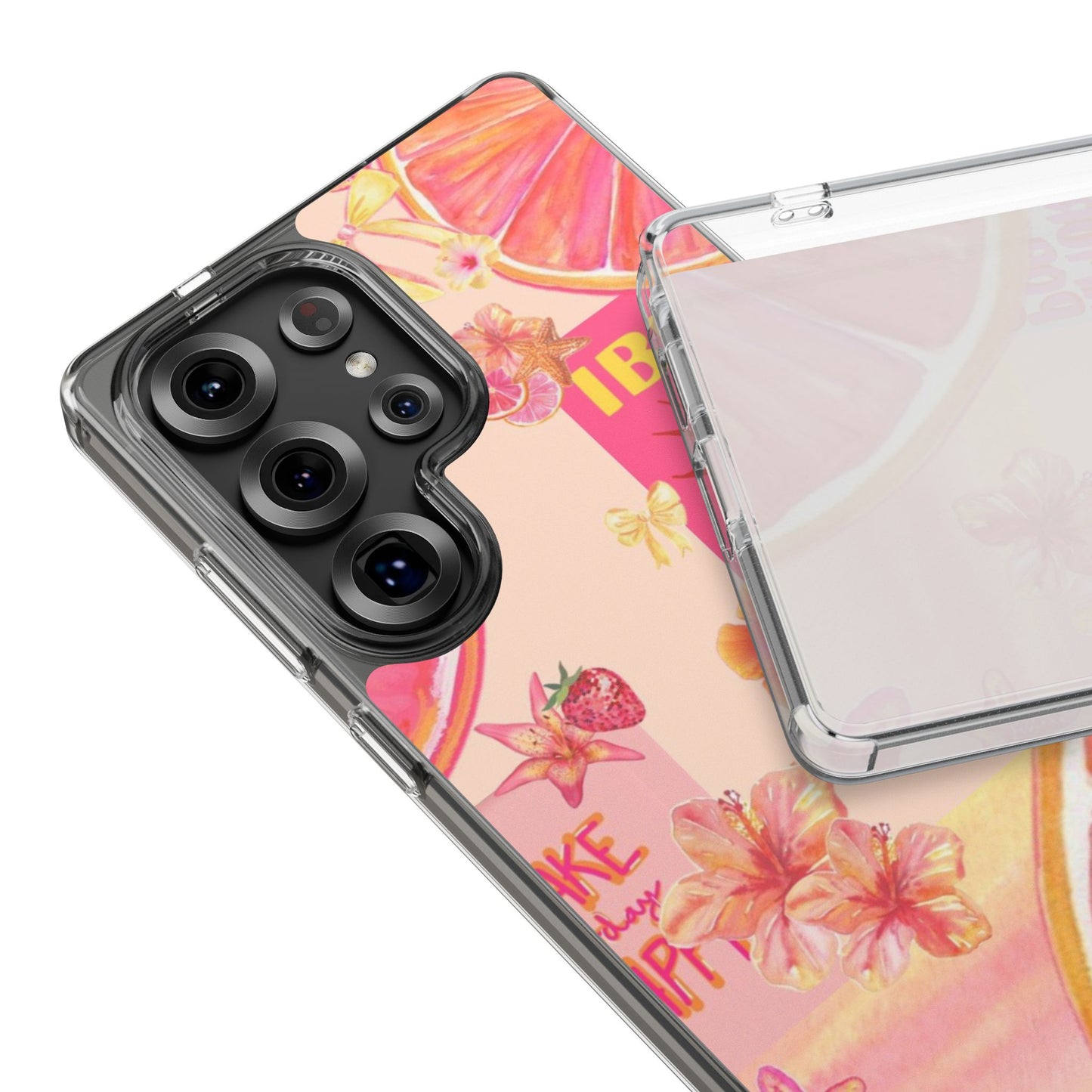 Clear Impact Phone Case — Pink Ibiza Citrus Floral Design