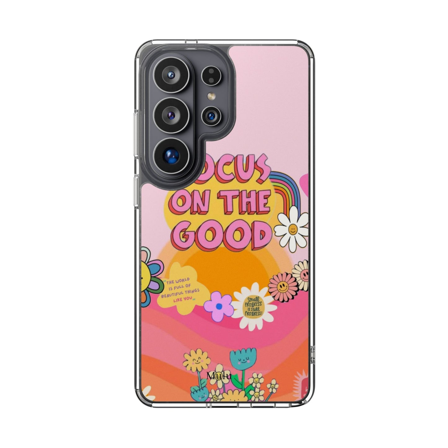 Clear Impact-Resistant Case — "Focus On The Good" Retro Floral Phone Cover