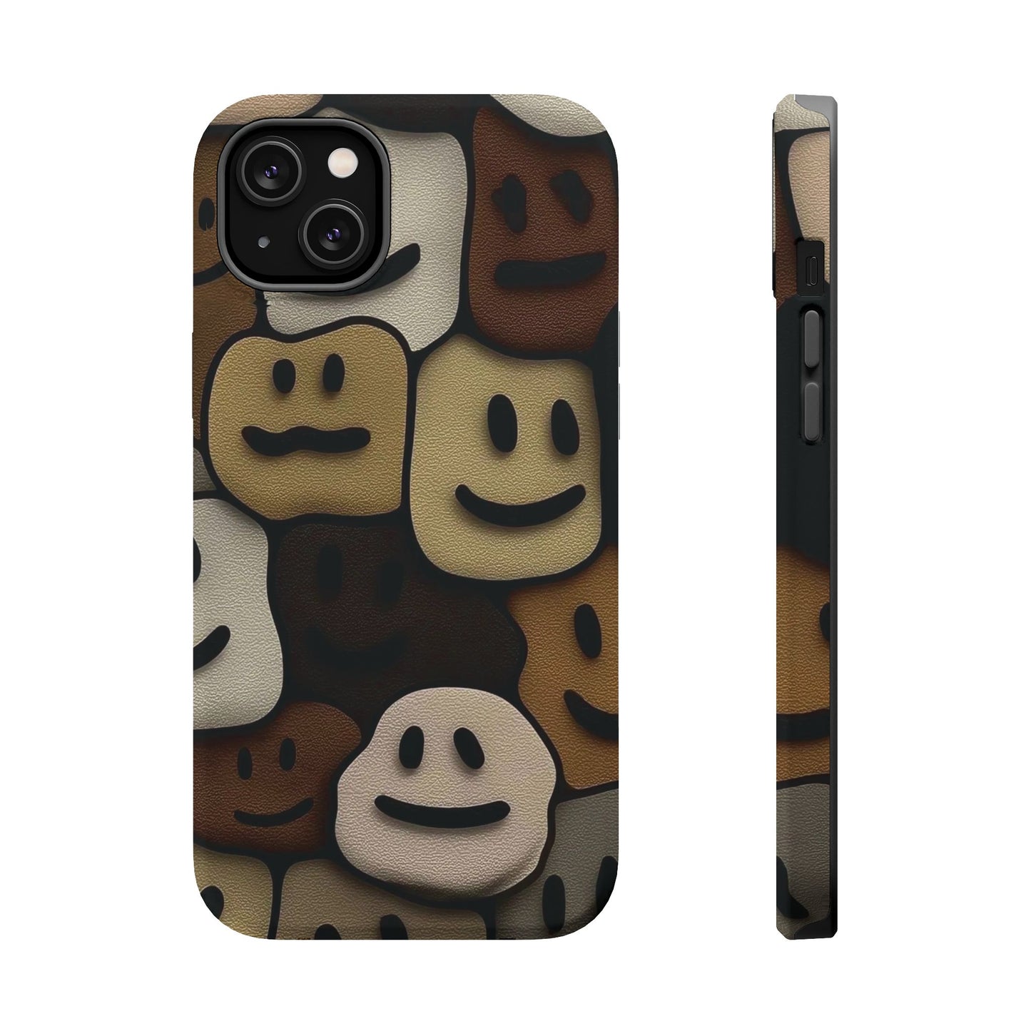 Magnetic Impact-Resistant Case — Brown Smiley Tile Phone Cover