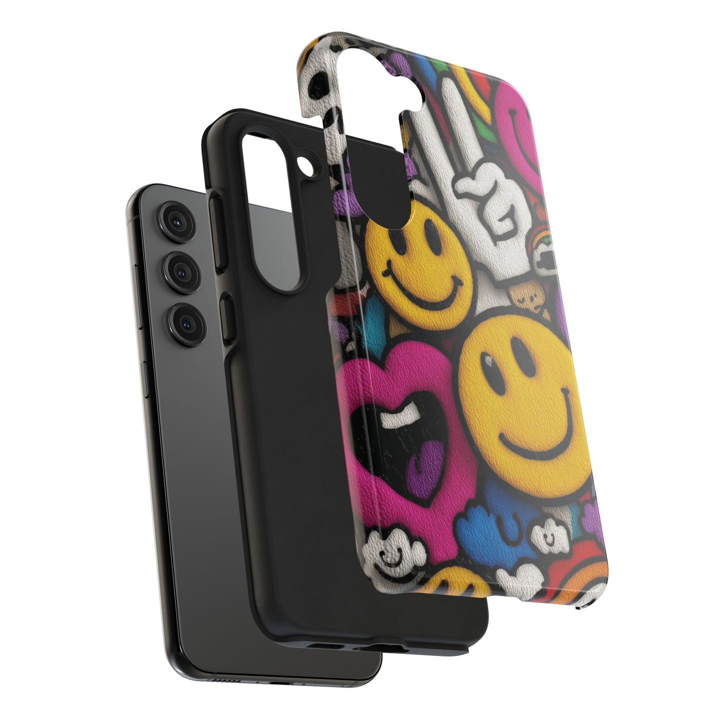 Smiley Graffiti Tough Phone Case – Colorful Urban Art Protection