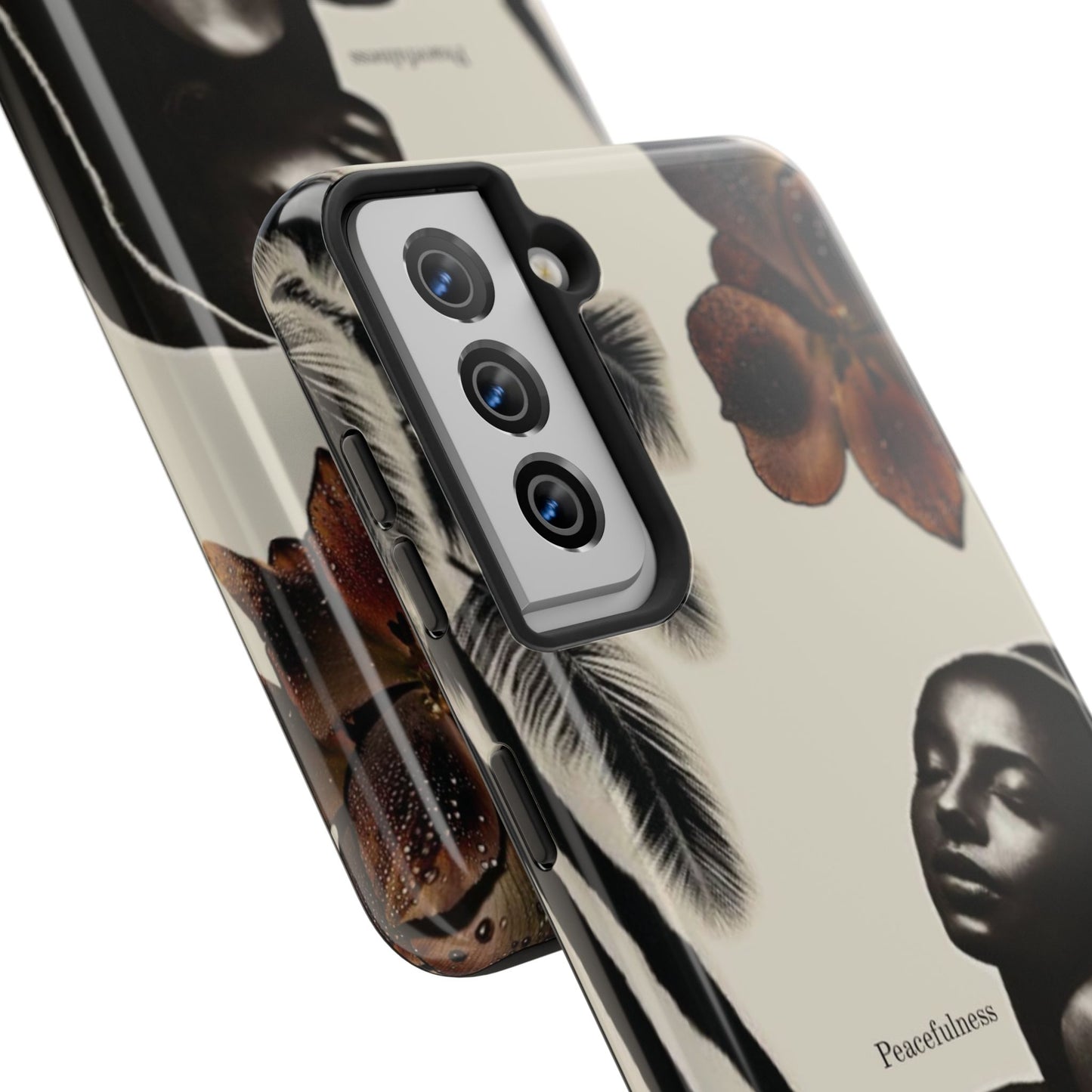 Tough Phone Case — "Peacefulness" Artistic Black Woman Floral Design