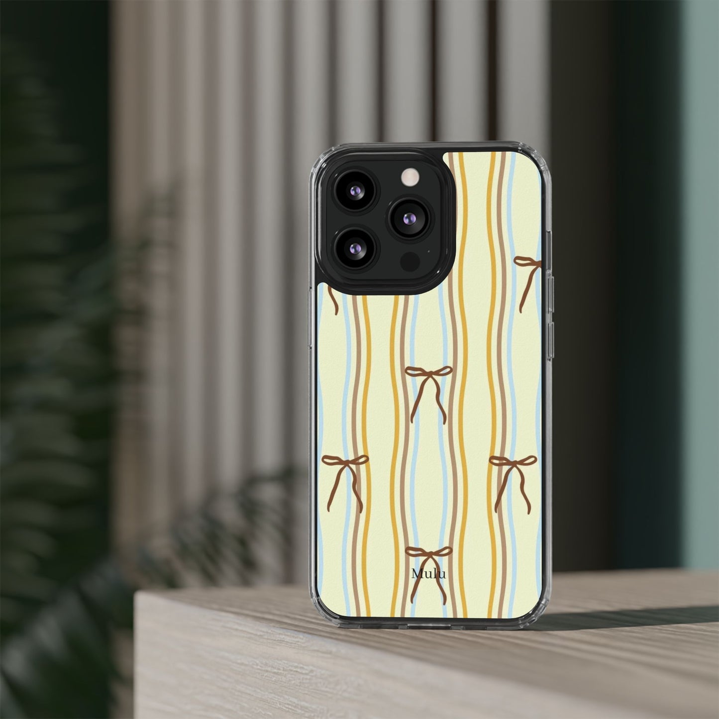 Ballet Ribbon Stripe Clear Impact Phone Case — Pastel Yellow Protective Cover
