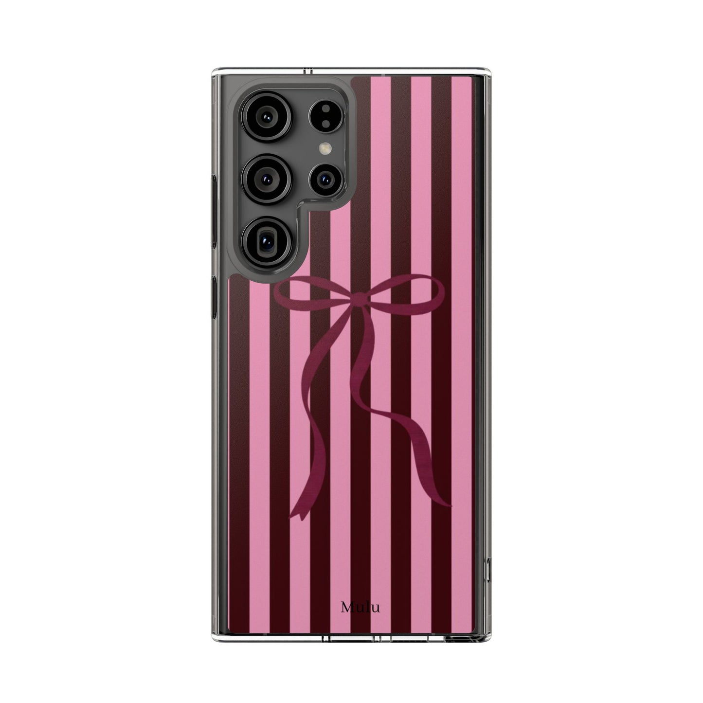 Pink Striped Ribbon Clear Impact-Resistant Phone Case