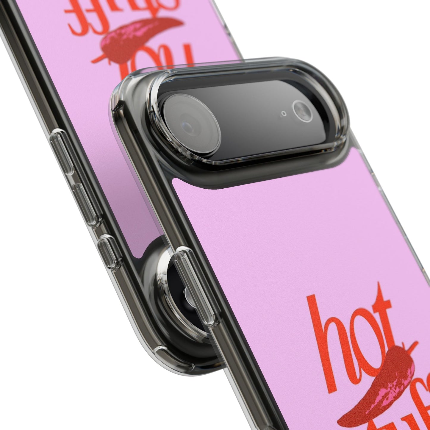 Hot Stuff Clear Impact Phone Case — Pink Retro Typography iPhone Cover