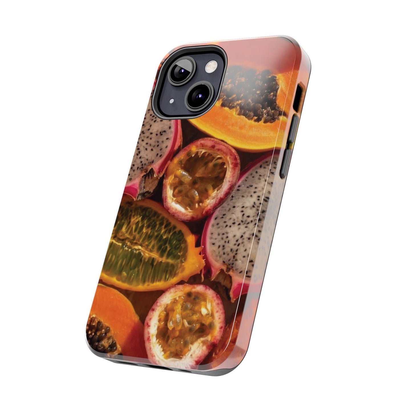 Tropical Fruit Tough Phone Case — Papaya & Dragon Fruit Design
