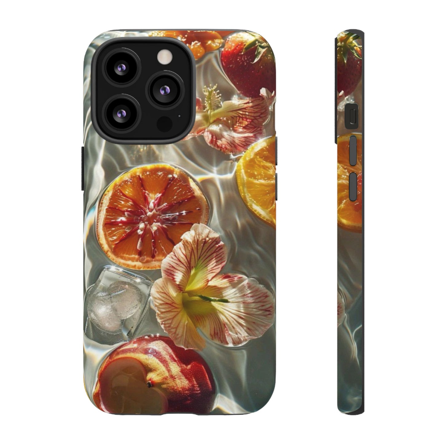 Citrus & Hibiscus Protective Phone Case – Summer Fruit Water Print Tough Case