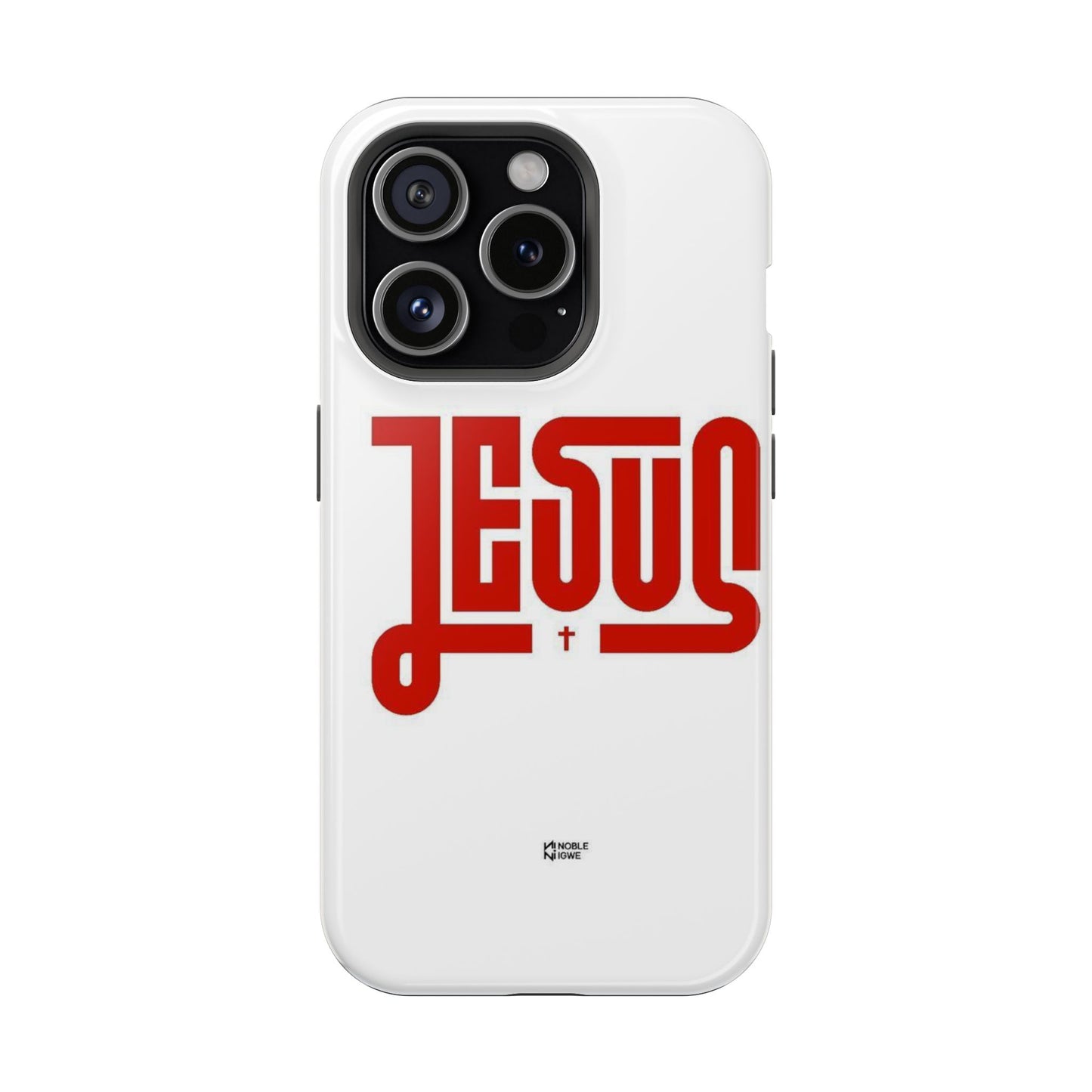 Jesus Magnetic Impact‑Resistant Phone Case — Bold Red Script Christian iPhone Cover