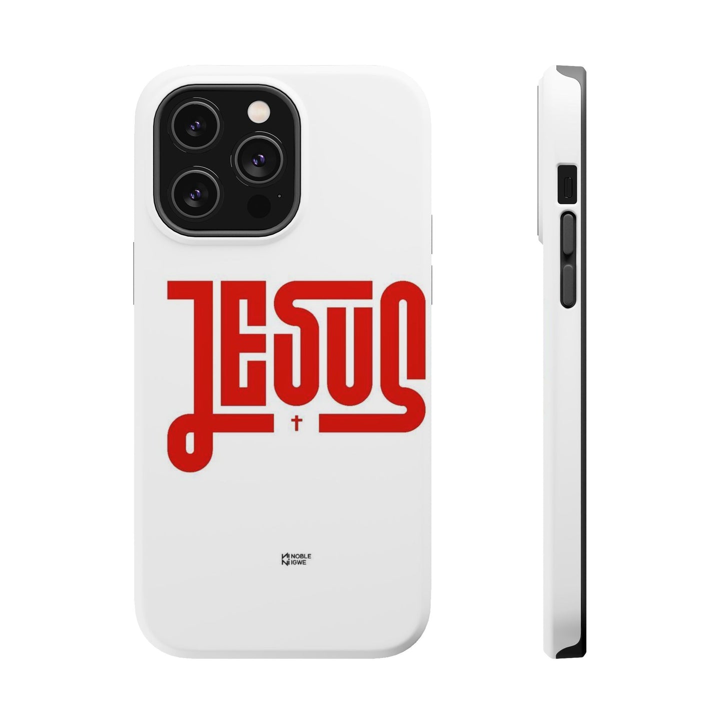 Jesus Magnetic Impact‑Resistant Phone Case — Bold Red Script Christian iPhone Cover