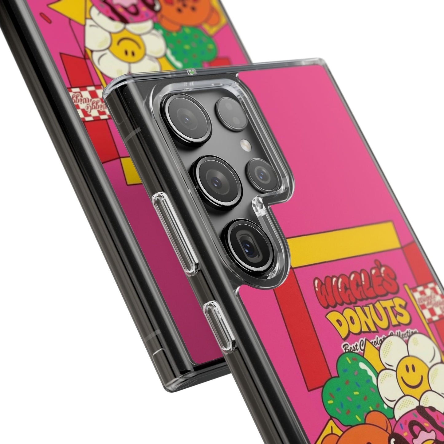 Donut Box Cute Phone Case — Clear Impact‑Resistant iPhone Cover with Smiling Donuts