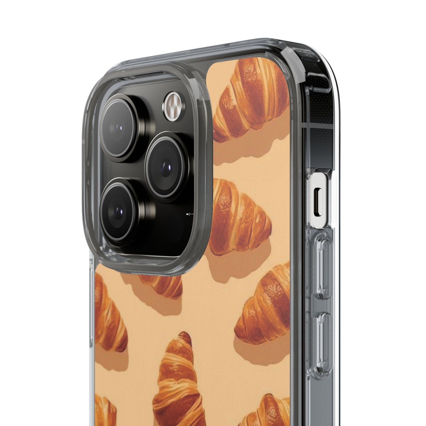 Croissant Pattern Clear Phone Case — Bakery-themed Transparent iPhone Cover