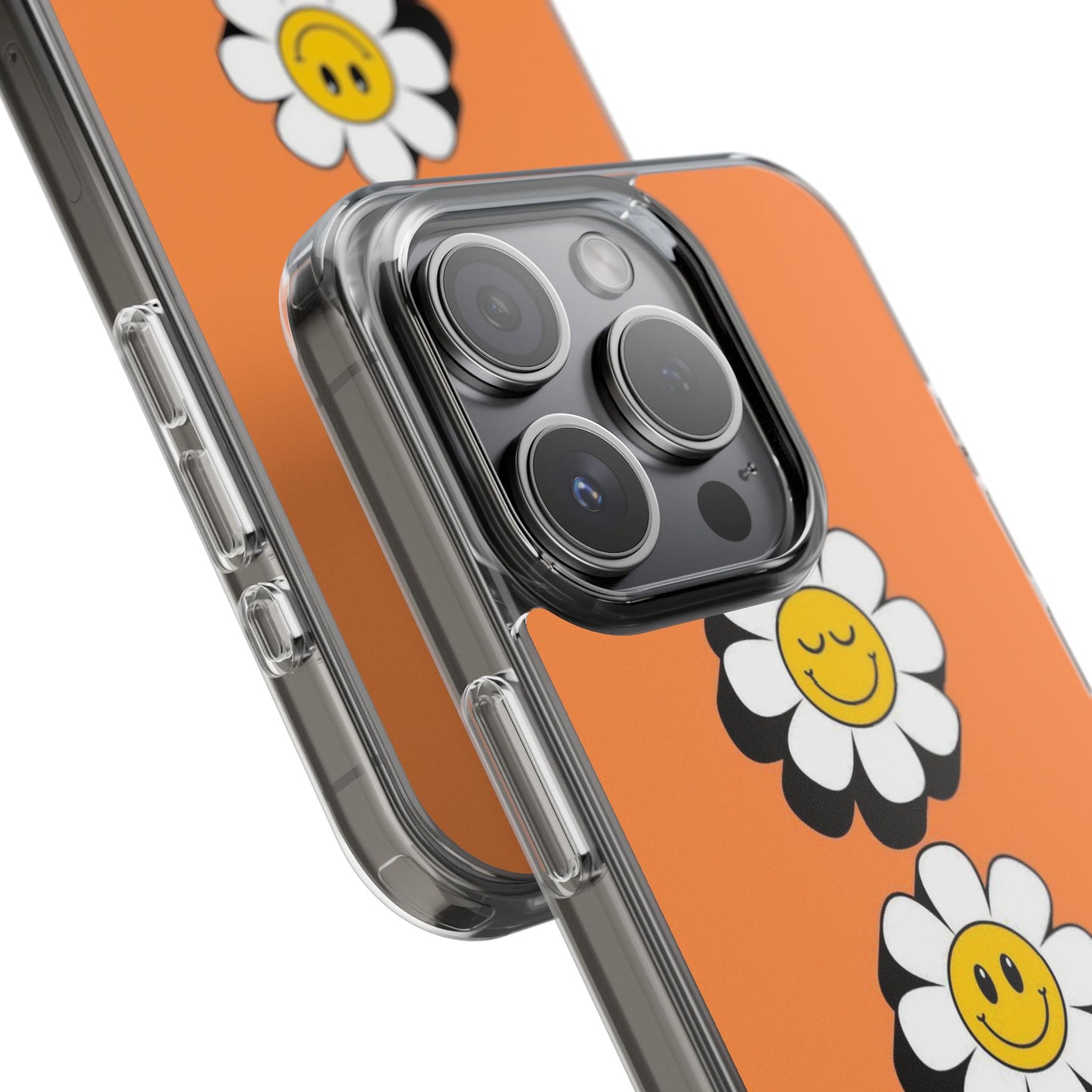 Phone Case — Orange Smiley Daisy Clear Impact‑Resistant Case