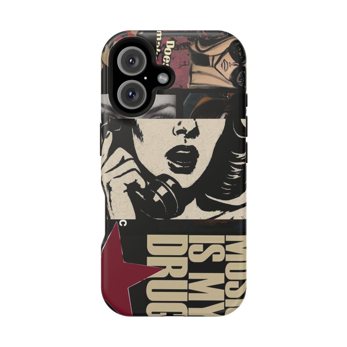 Magnetic Impact Phone Case — Retro Pop Art "Music Is My Drug" Design