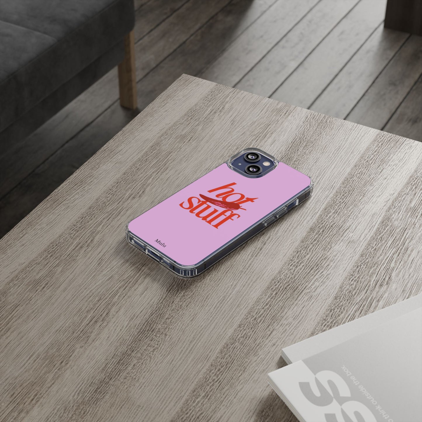 Hot Stuff Clear Impact Phone Case — Pink Retro Typography iPhone Cover