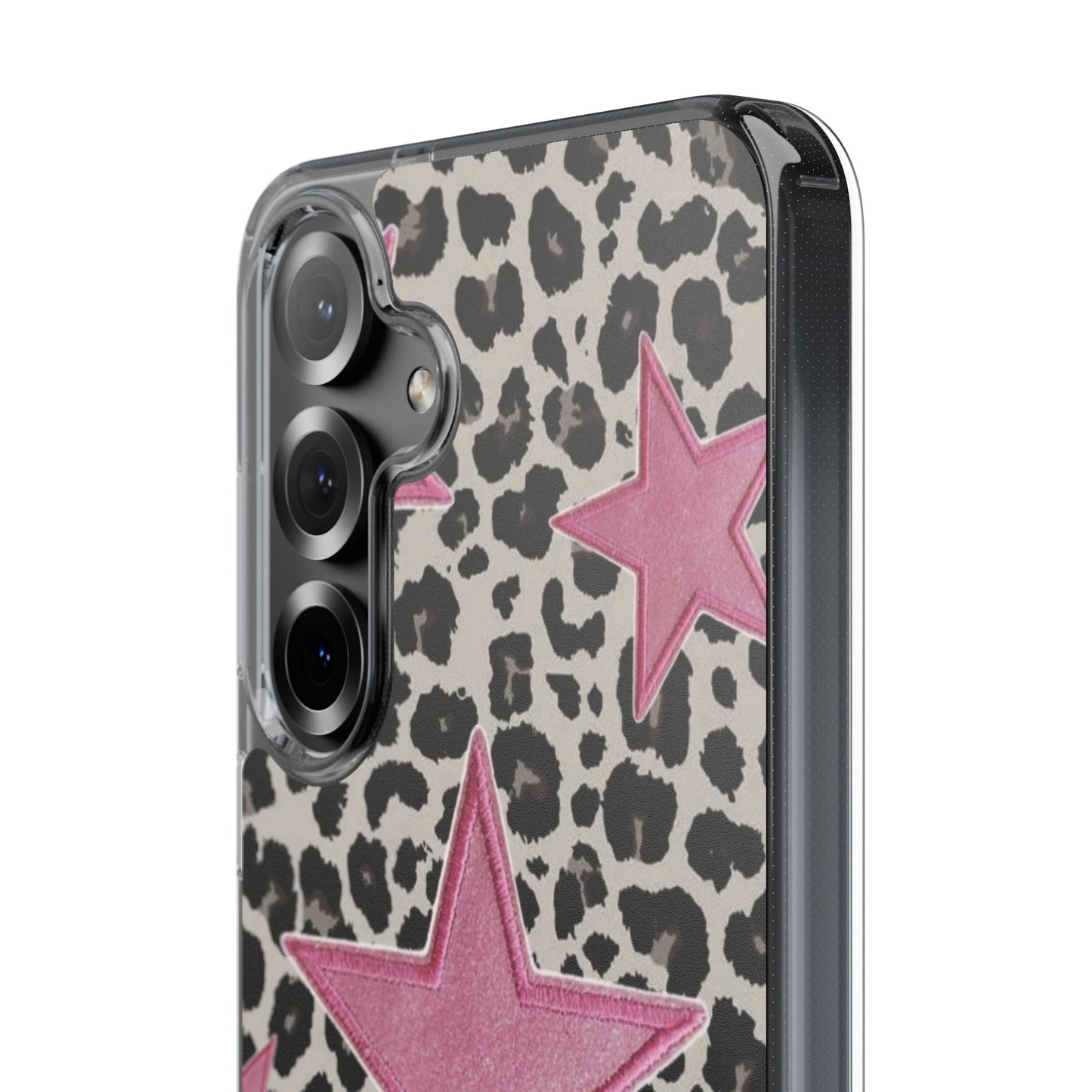 Pink Star Leopard Clear Impact Phone Case