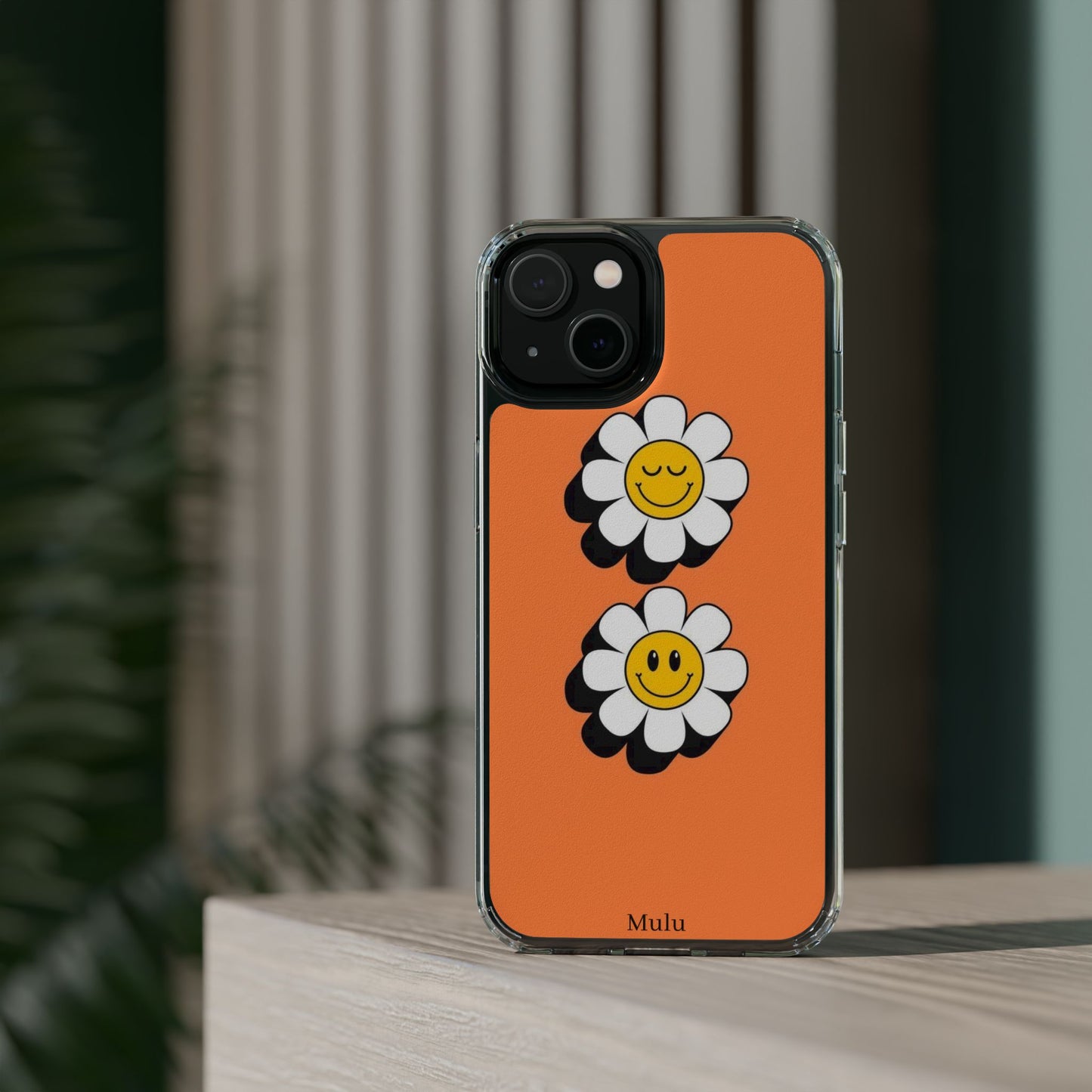 Phone Case — Orange Smiley Daisy Clear Impact‑Resistant Case