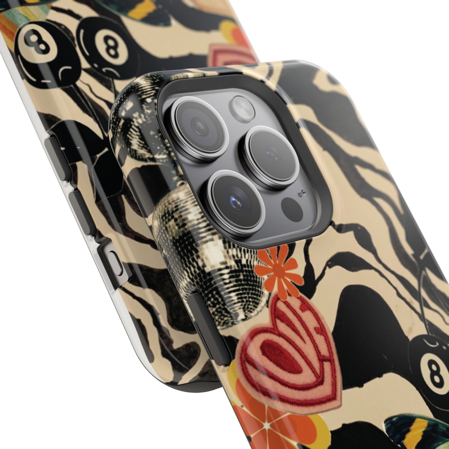 Phone Case — Retro Collage Magnetic Impact-Resistant Case with Butterfly & Zebra Print