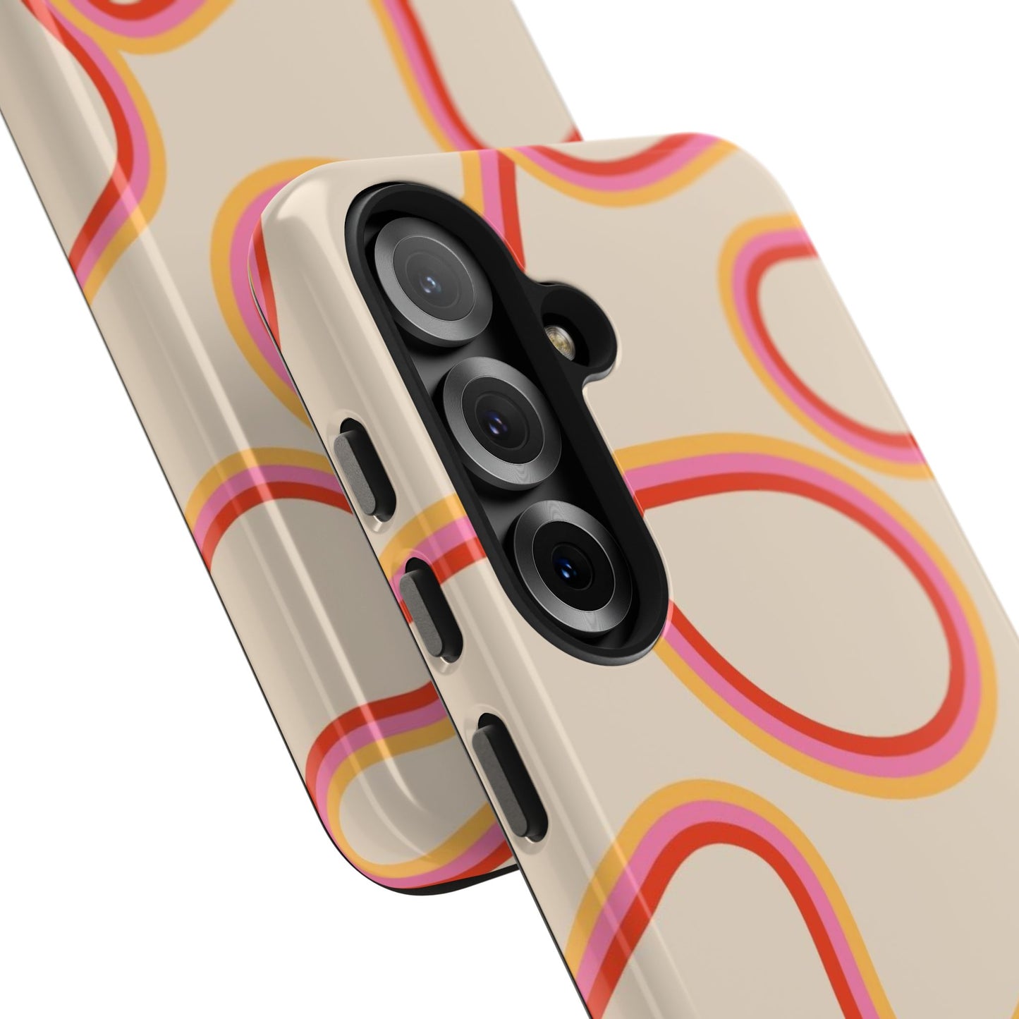 Retro Swirl Tough Phone Case — Beige Pink Orange Abstract Protection