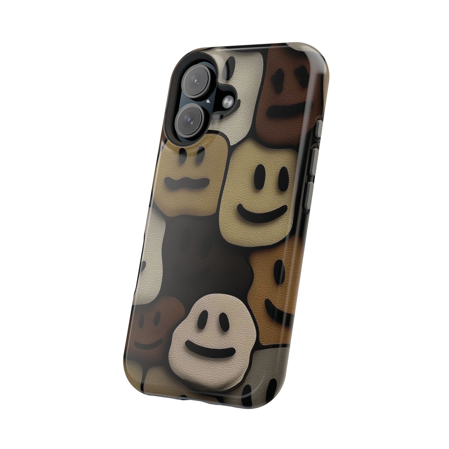 Magnetic Impact-Resistant Case — Brown Smiley Tile Phone Cover