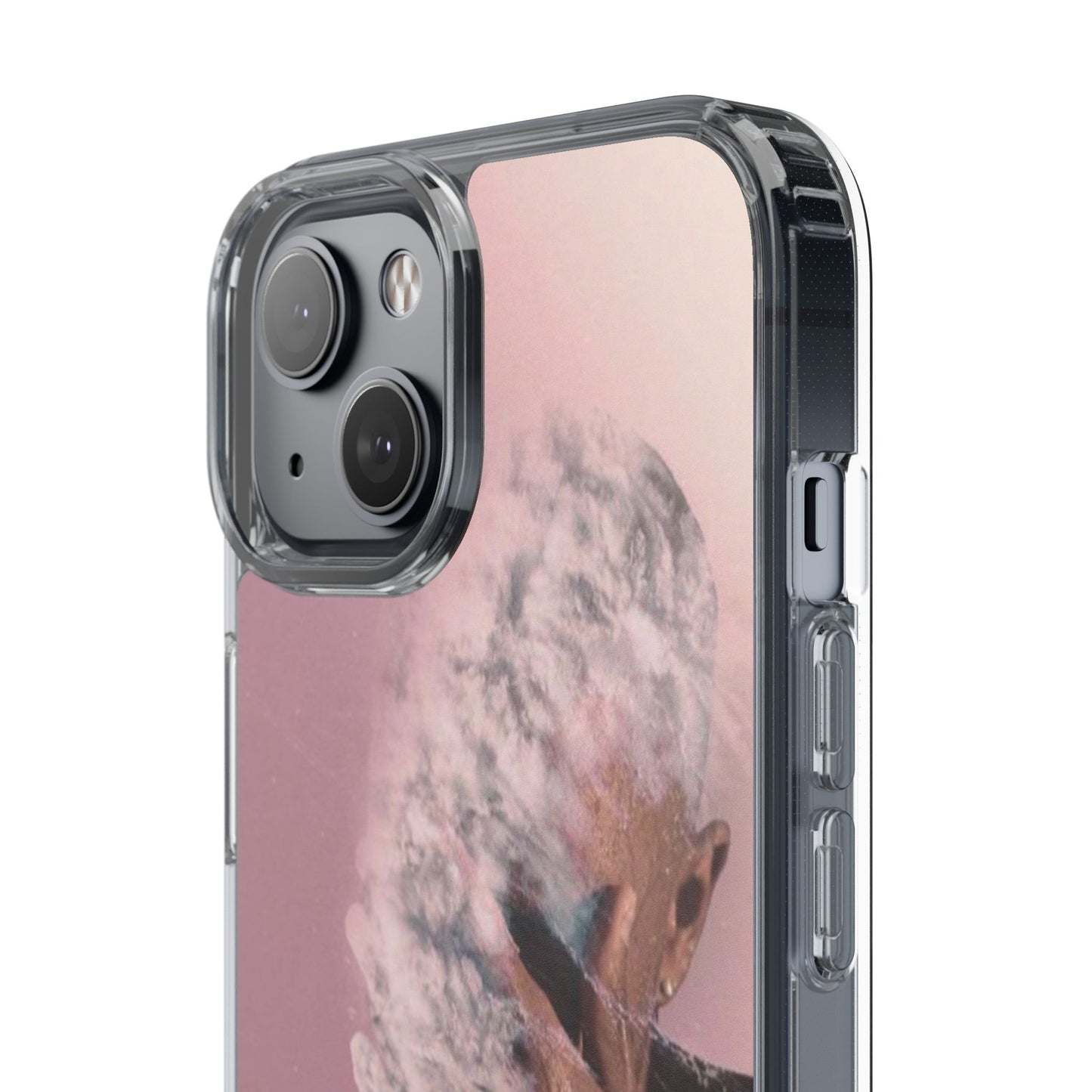 Clear Phone Case — Pink Floral Smoke Art iPhone Case