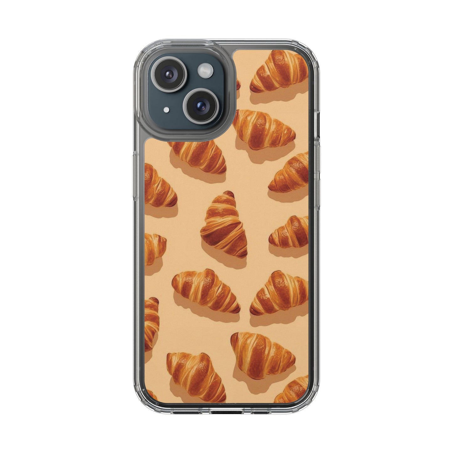 Croissant Pattern Clear Phone Case — Bakery-themed Transparent iPhone Cover
