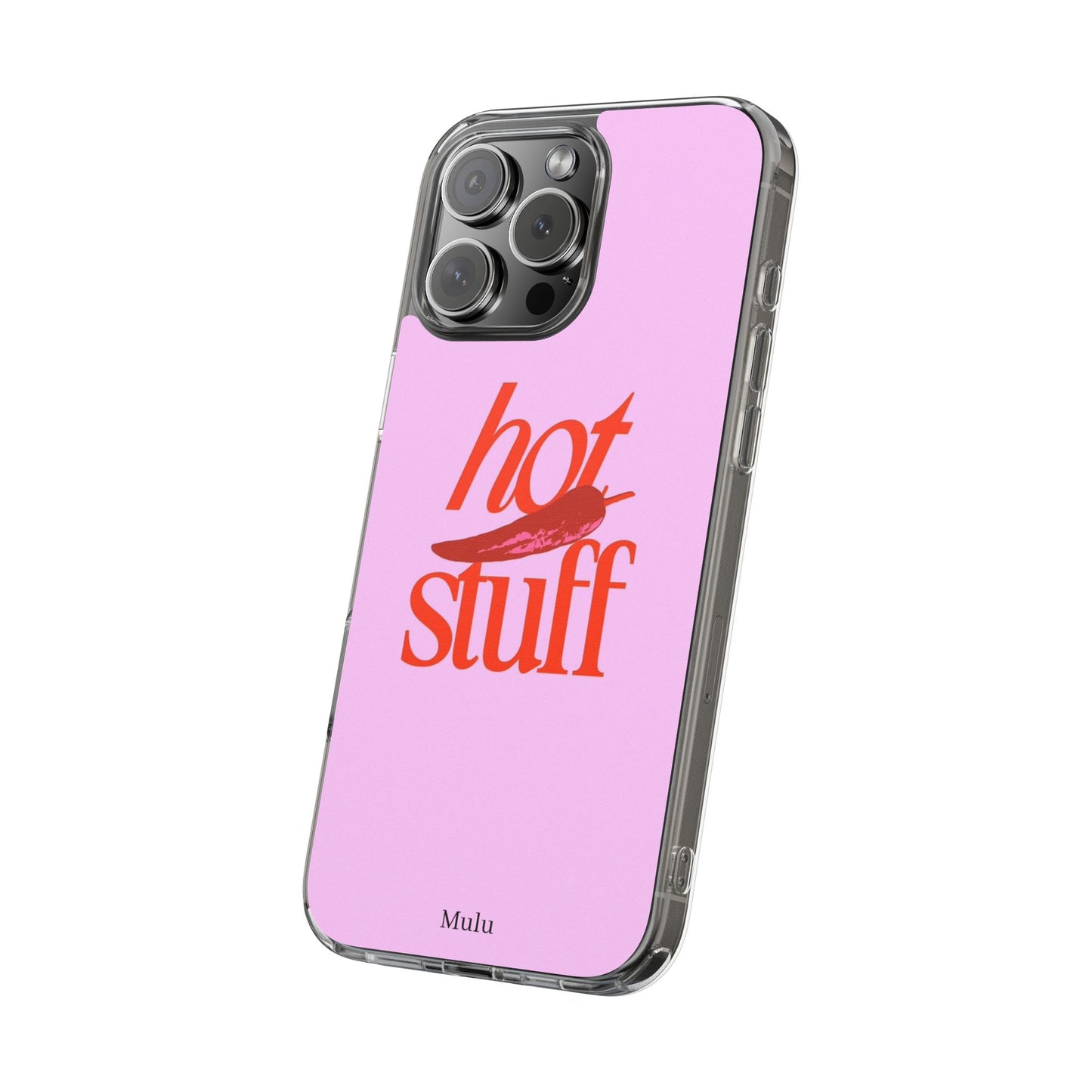 Hot Stuff Clear Impact Phone Case — Pink Retro Typography iPhone Cover