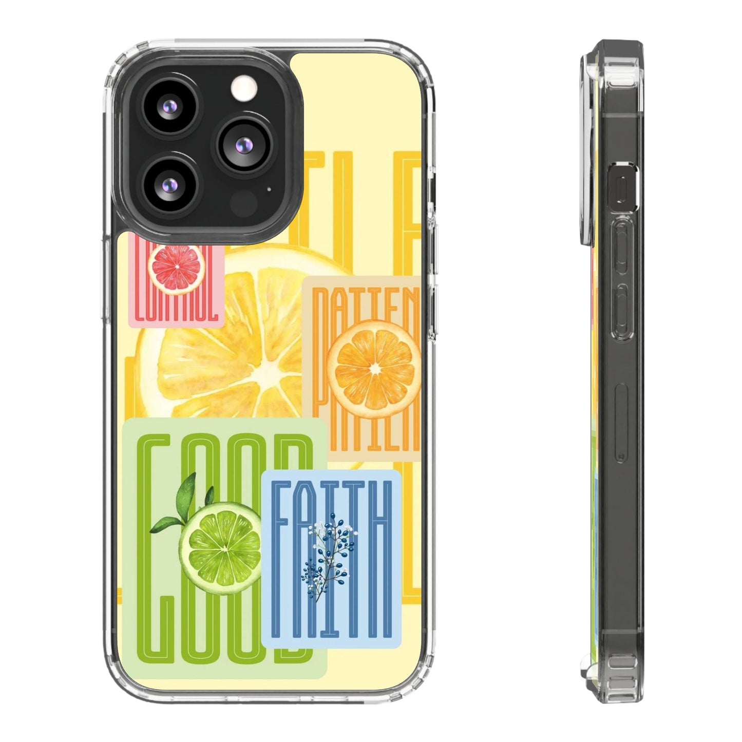 Clear Phone Case — Citrus Fruit Typography "Good Faith" Design